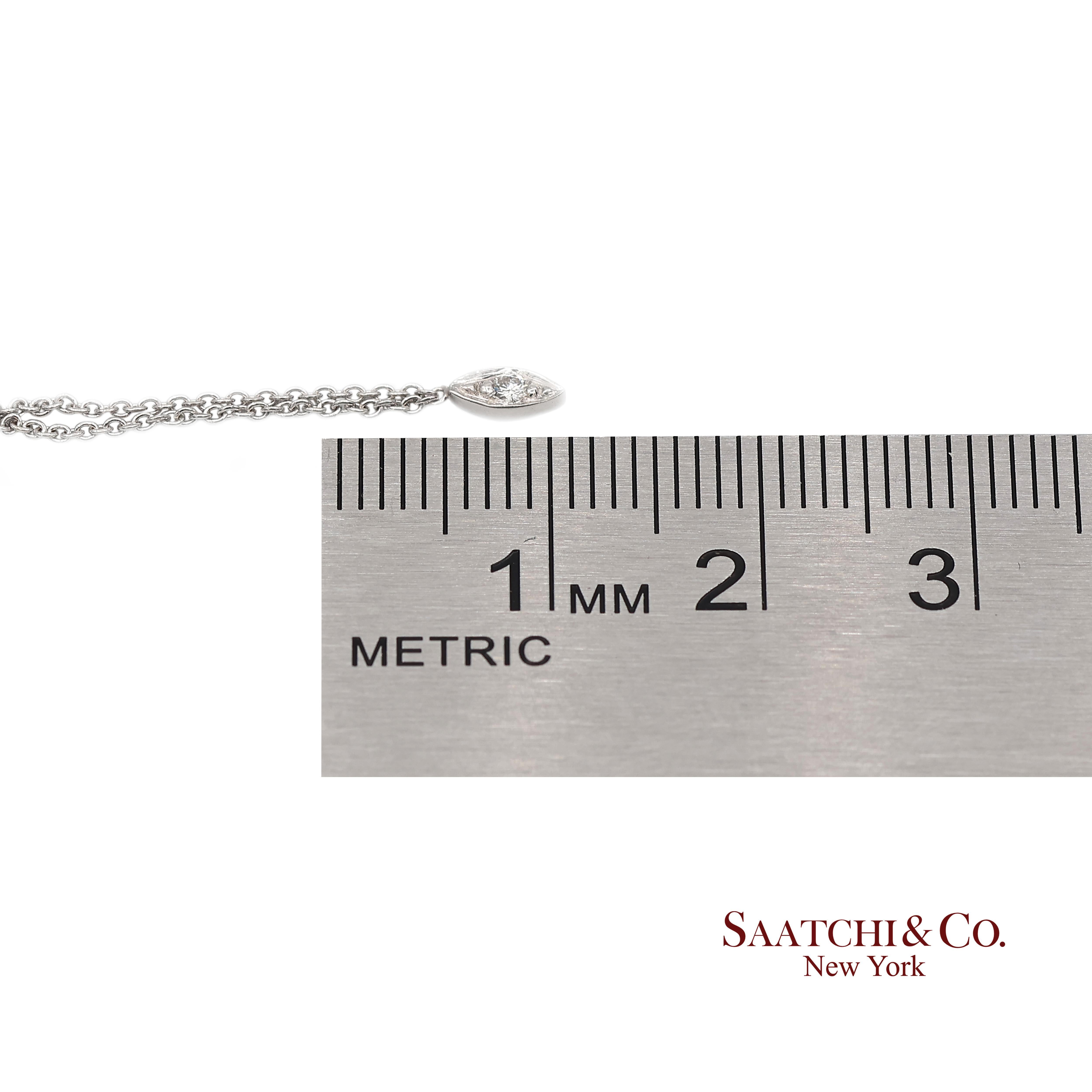 Collana con ciondolo a forma di marquise con diamante naturale in oro bianco 18K 750 e catena in vendita 2