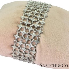 18k 750 White Gold Natural Diamond Mesh Bracelet