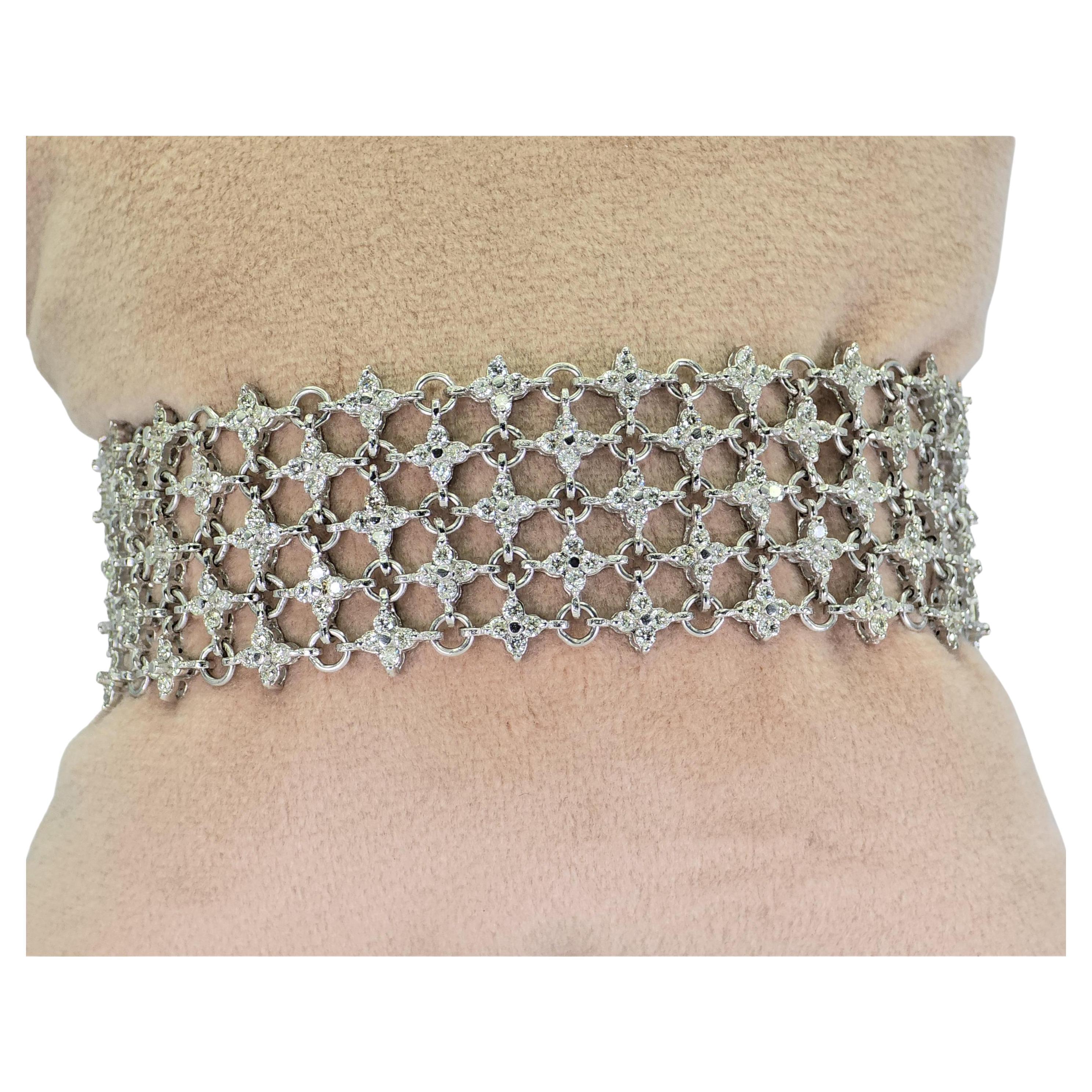 Pulsera de Malla de Diamantes Naturales de Oro Blanco 750 de 18k