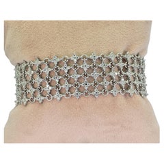 18k 750 White Gold Natural Diamond Mesh Bracelet