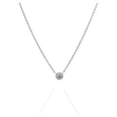 18K 750 White Gold Natural Diamond Pendant Necklace with Chain