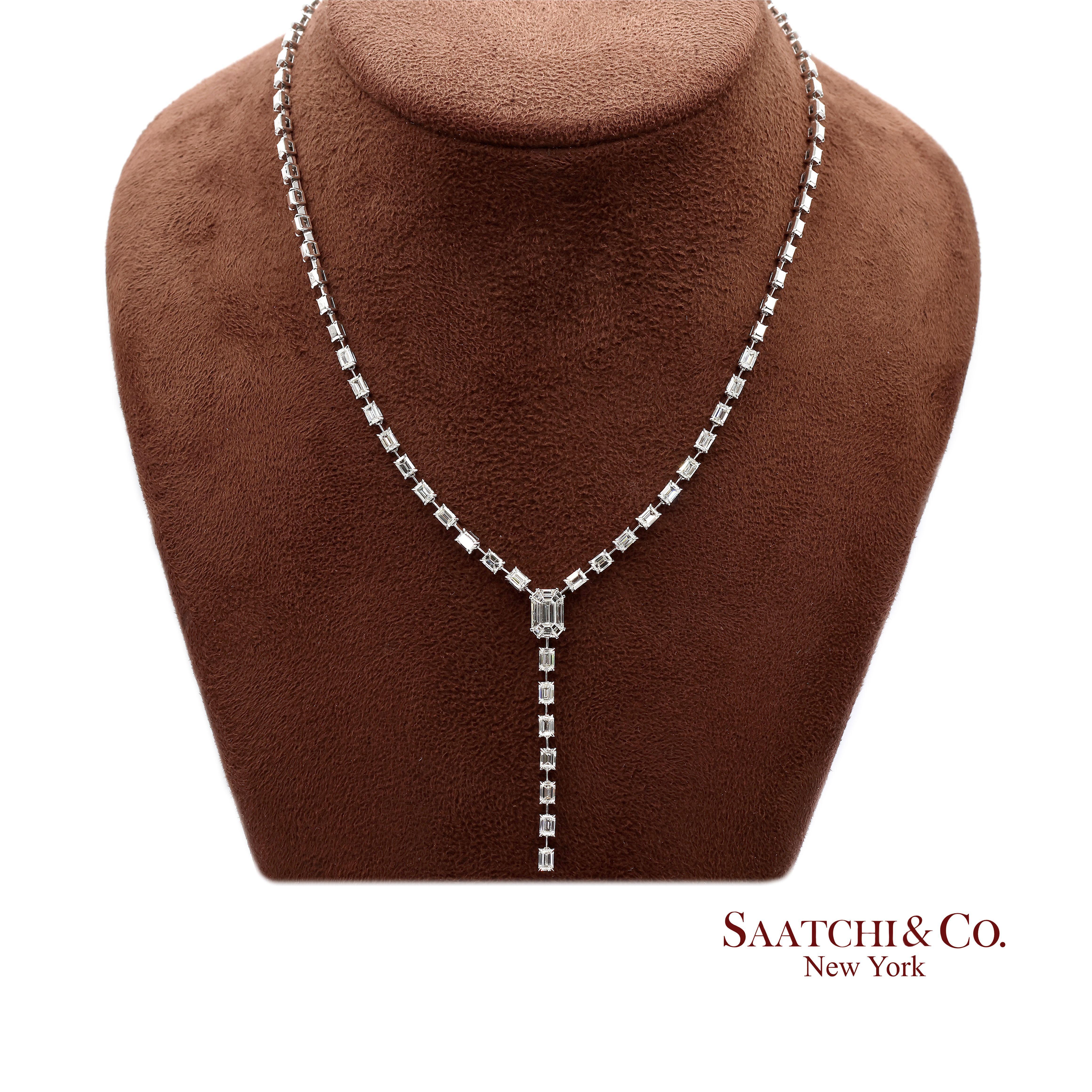 Collier en or blanc 750 millièmes (18K) avec diamants naturels taillés en forme de tarte en vente 3