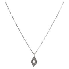 18K 750 White Gold Natural Diamond Rhombus Shape Pendant Necklace with Chain