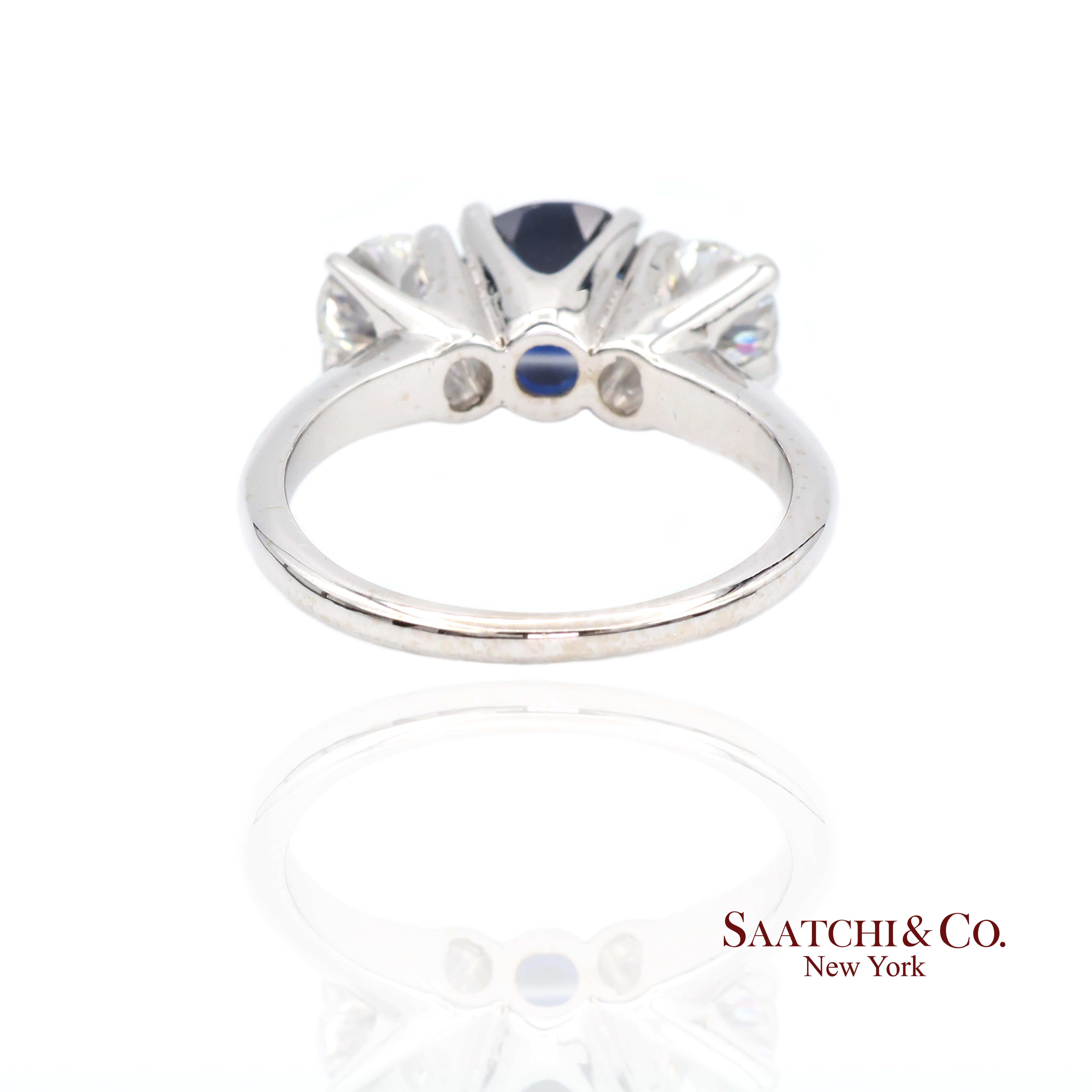 Bague en or blanc 18k 750 saphirs naturels et diamants Taille 5 Pour femmes en vente