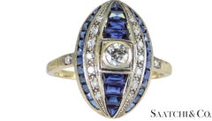 18K 750 White Gold - Natural VVS- VS Diamond and Sapphire; Top Quality Ring