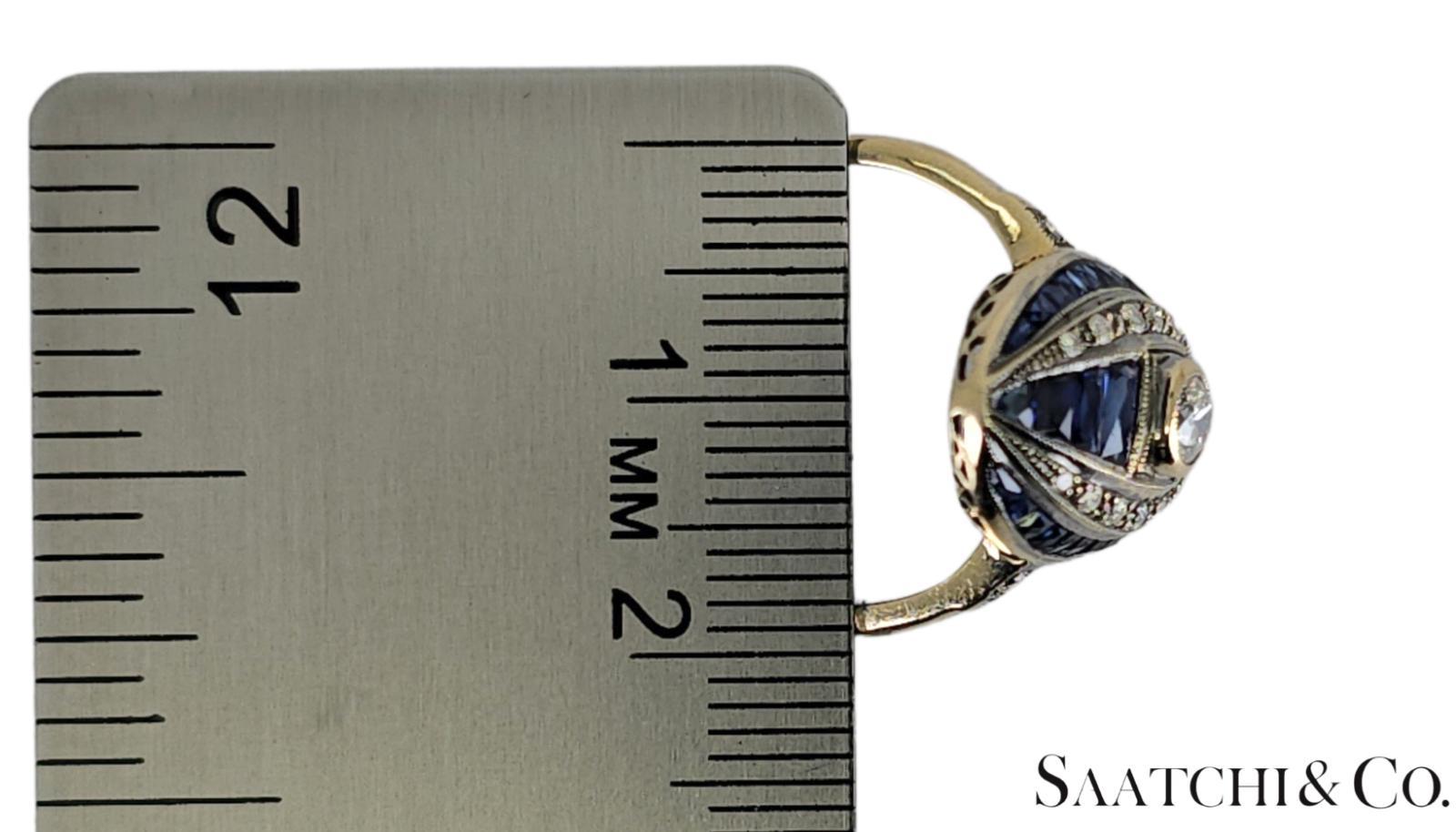18K 750 White Gold - Natural VVS- VS Diamond and Sapphire; Top Quality Ring For Sale 2