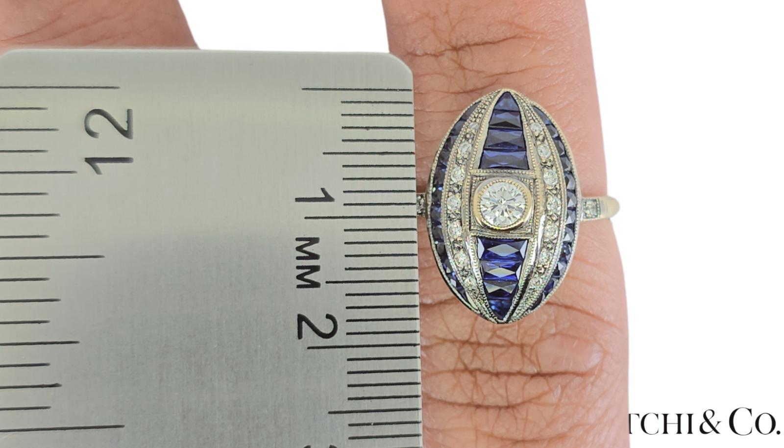 18K 750 White Gold - Natural VVS- VS Diamond and Sapphire; Top Quality Ring For Sale 3