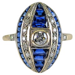 18K 750 Weißgold - Natürlicher VVS- VS Diamant und Saphir; Top Qualität Ring