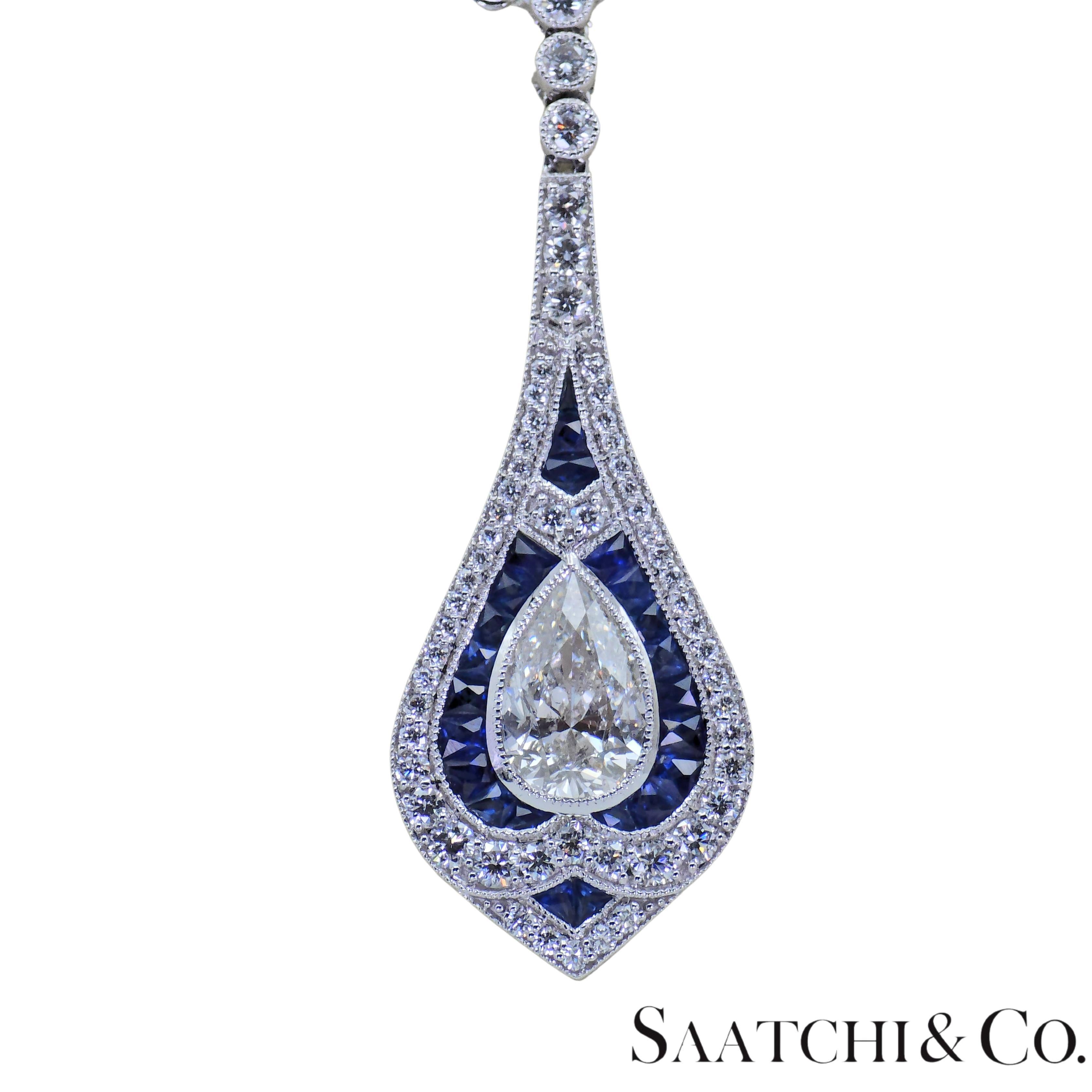 18K Weißgold Natürlicher Diamant & Saphir: Anhänger & Kette

Metall Typ: 18K 750 Weißgold
Gesamtgewicht des Artikels: 5,9 Gramm
Kettenlänge: 17 -18 Zoll (einstellbar)
1:
Gewicht des natürlichen Diamanten: Seite - 0.81 Ct. / Zentrum - 1.76