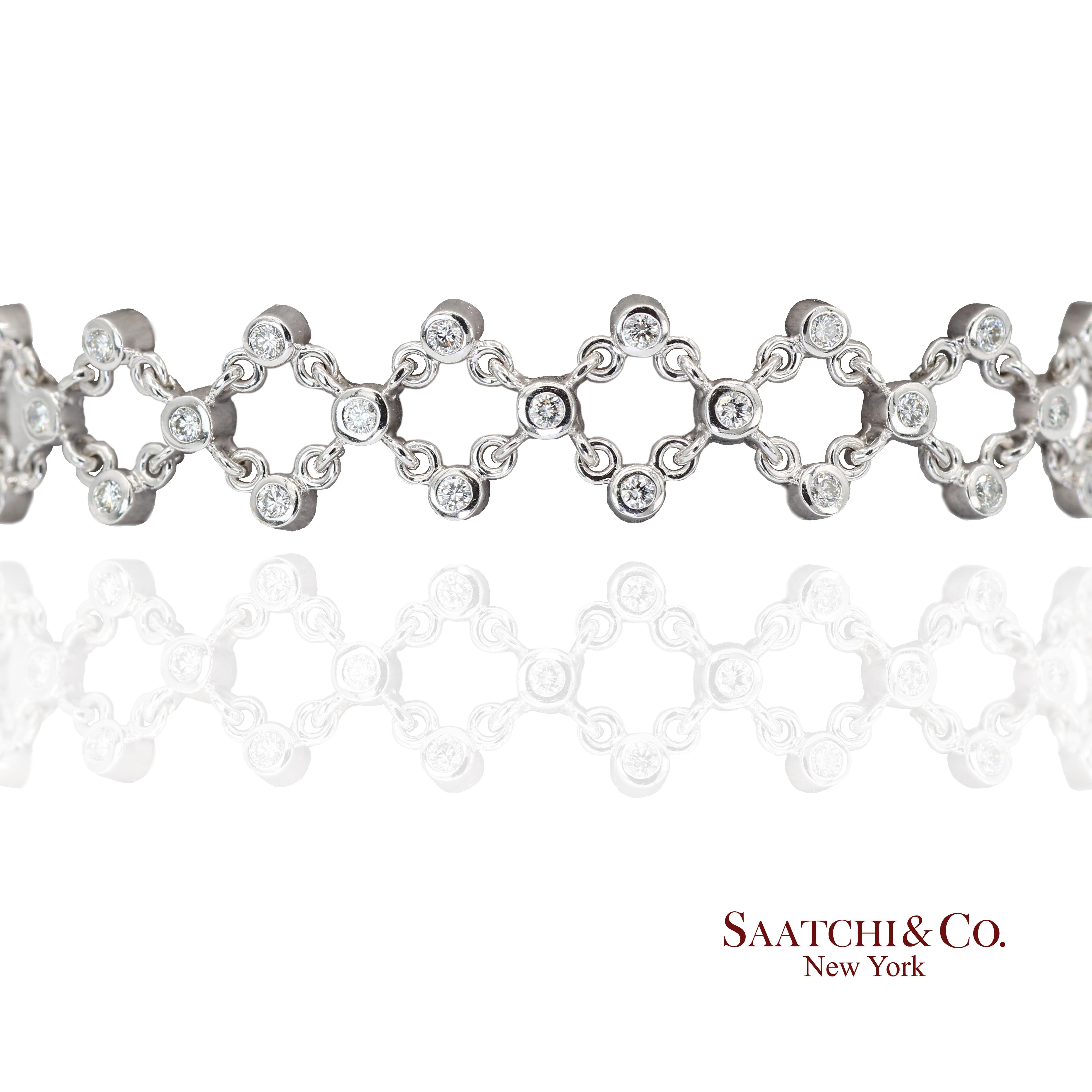 Contemporain Bracelet en or blanc 18k 750 diamants naturels blancs en vente