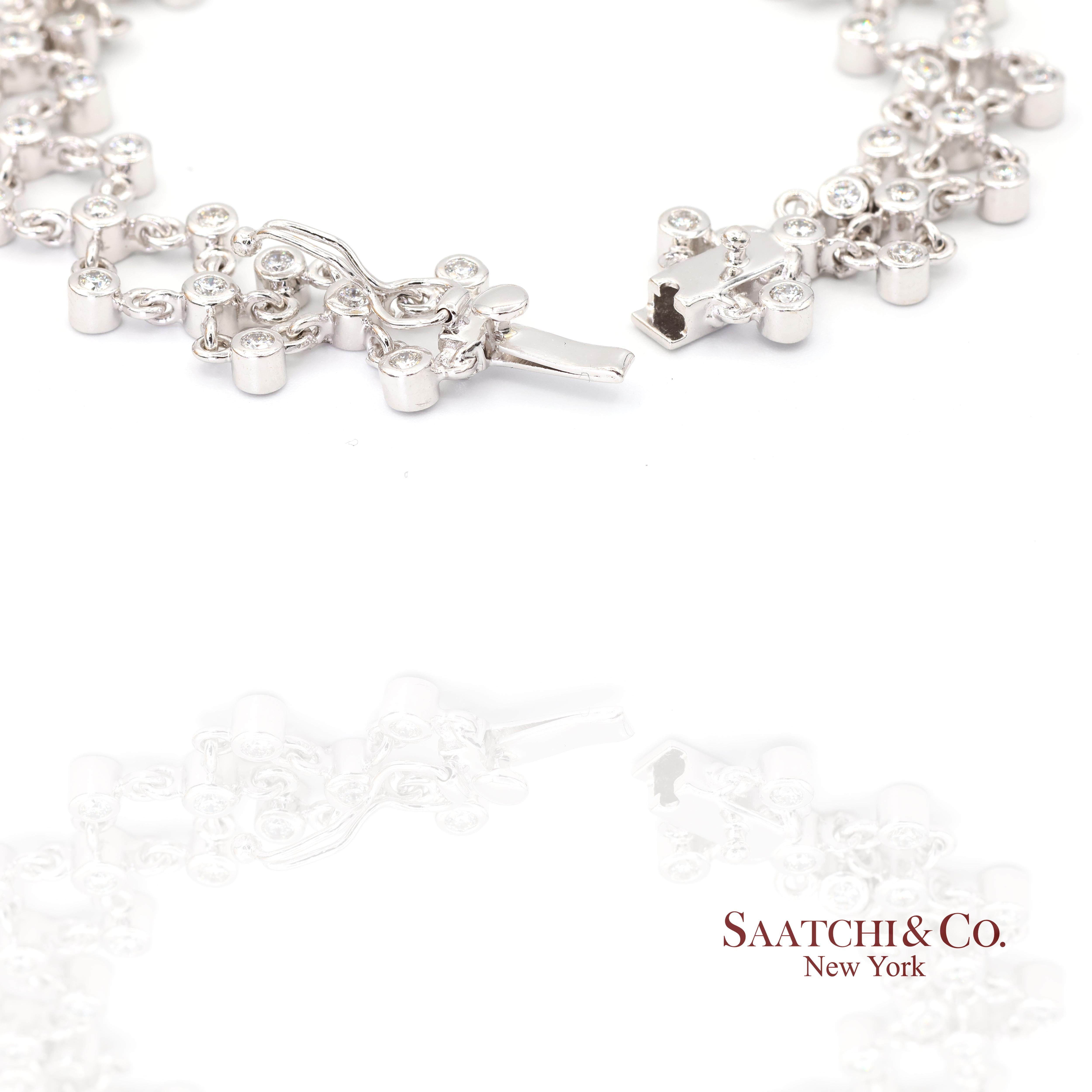 Bracelet en or blanc 18k 750 diamants naturels blancs Unisexe en vente