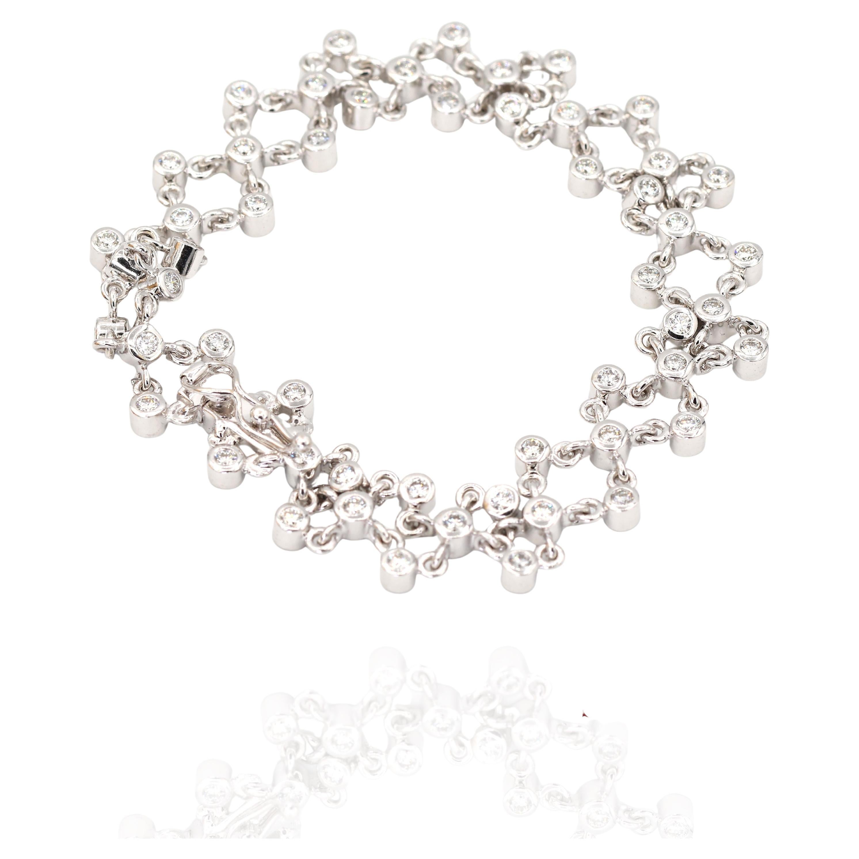 Bracelet en or blanc 18k 750 diamants naturels blancs