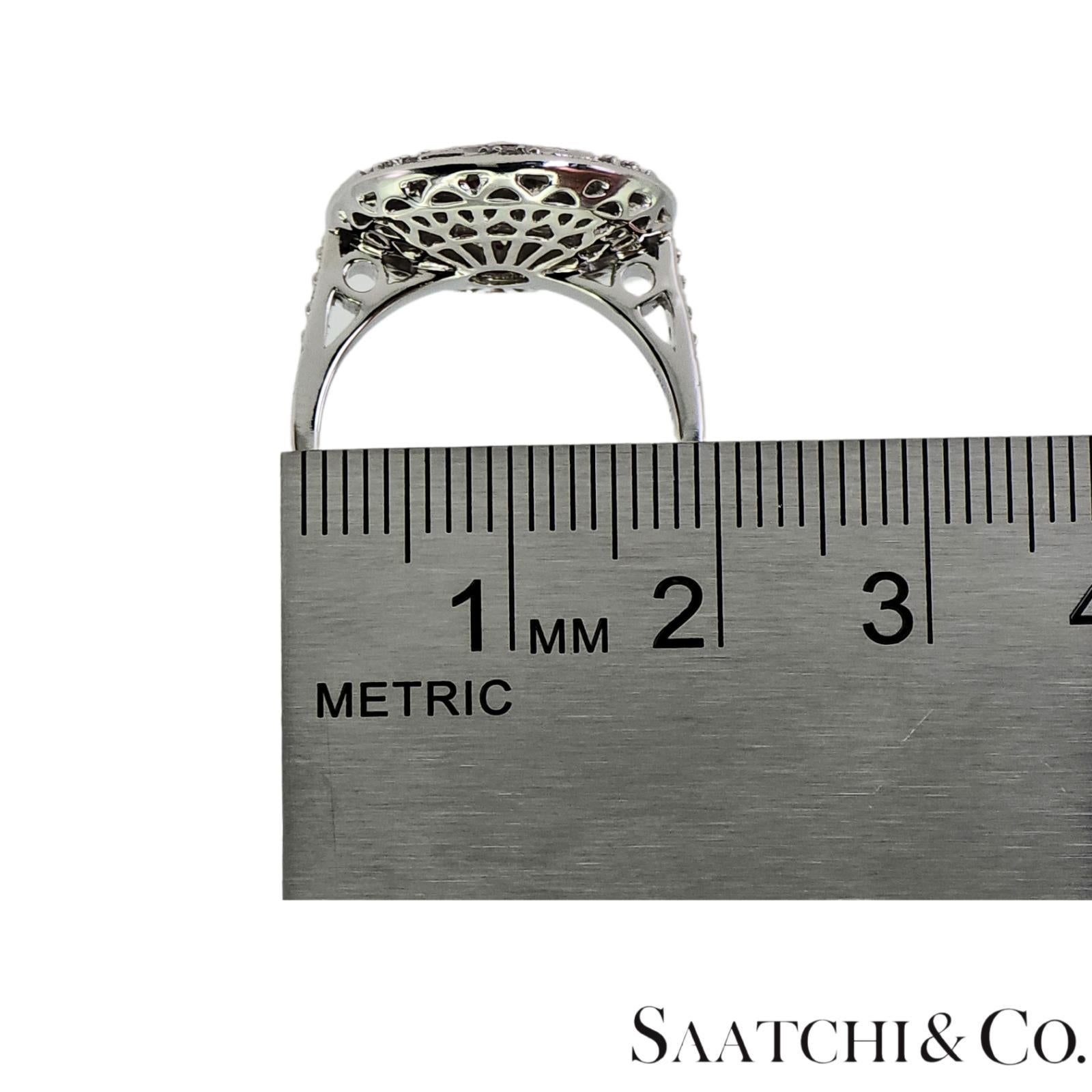 Anillo de oro blanco 750 de 18 quilates con diamante natural VVS y rubí talla 7 en venta 4
