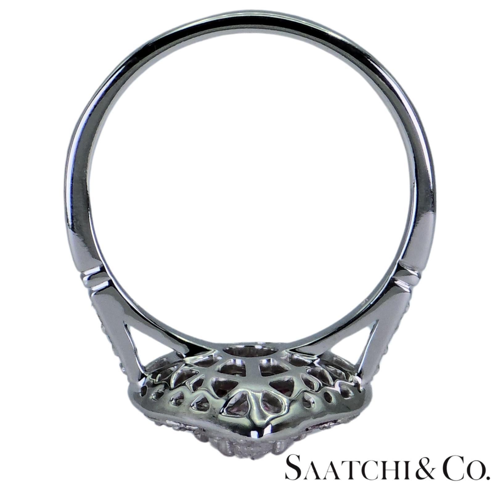 Or blanc 750 millièmes (18k) - Bague en forme de poire : diamant naturel et rubis en vente 4