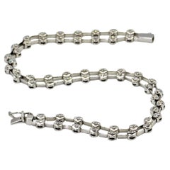 Bracelet de tennis à deux rangs en or blanc 750 millièmes (18K) - Diamant blanc naturel de 1,4 ct