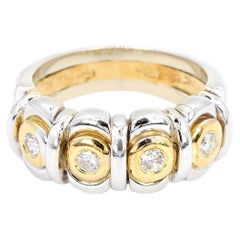 18k 750 Weißes Gelbes Zweifarbiges Gold Natürlicher Diamant Ring Größe 7,5