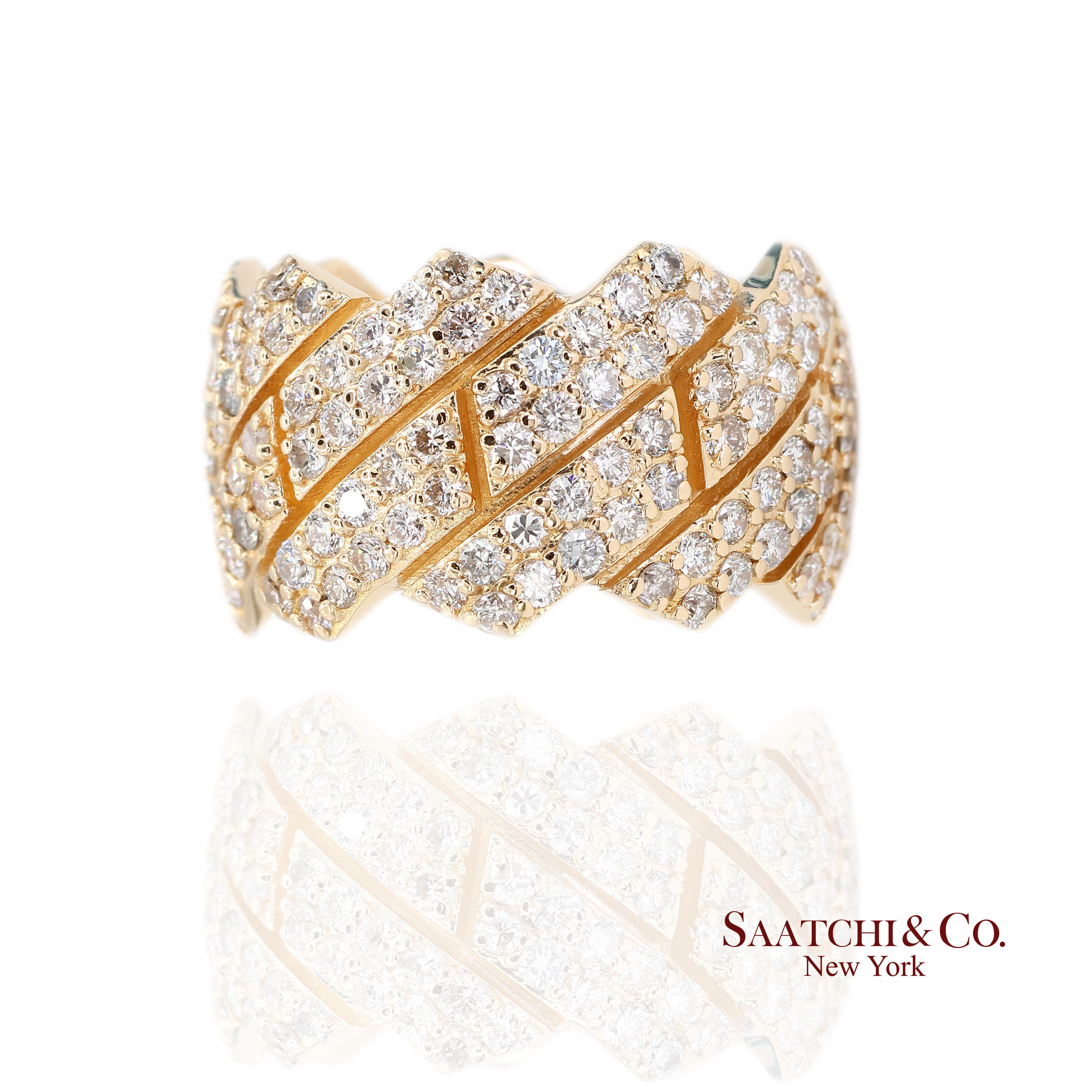 Contemporain Bague en or jaune 18k 750 4.50 ct diamant naturel en vente