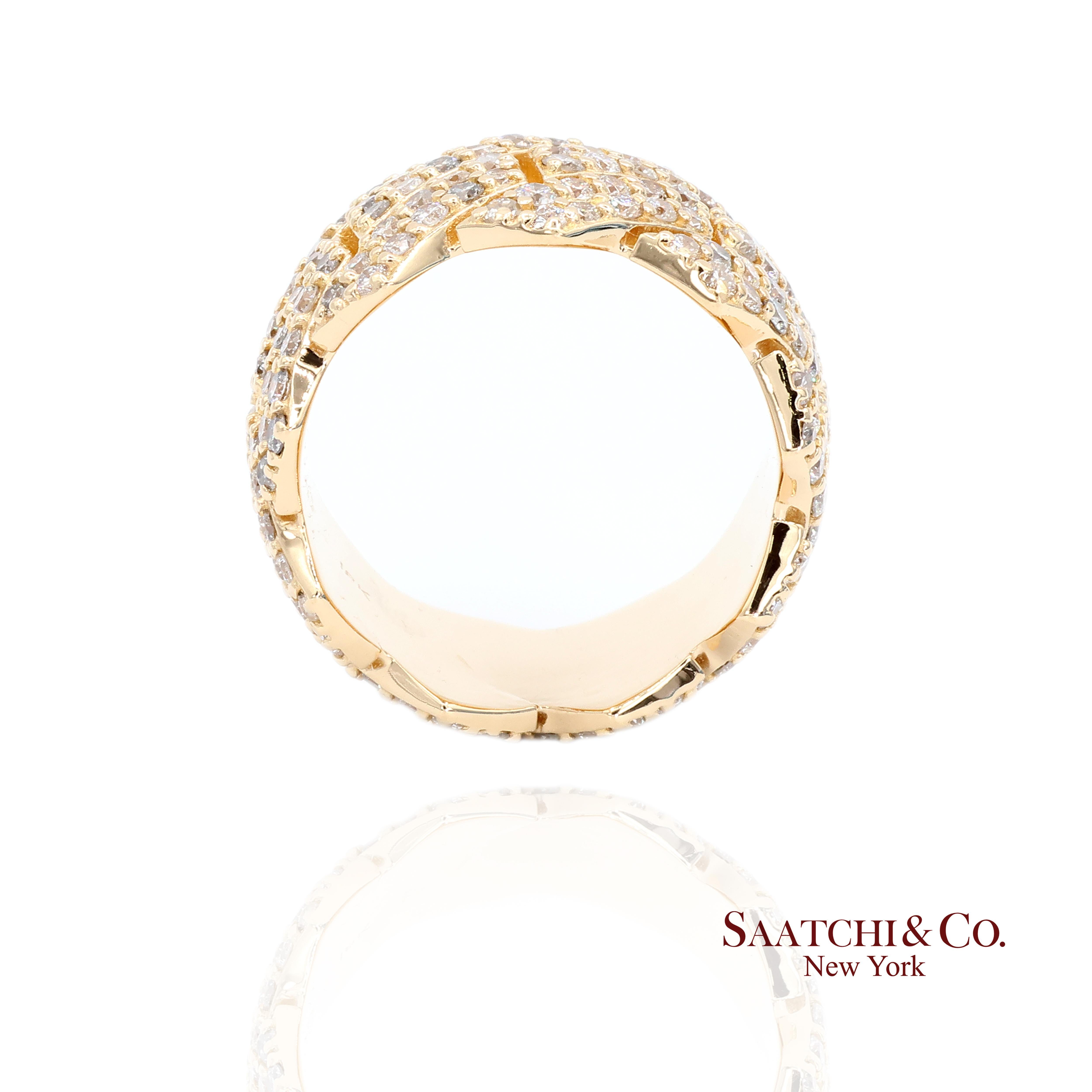 Bague en or jaune 18k 750 4.50 ct diamant naturel Excellent état - En vente à New York, NY