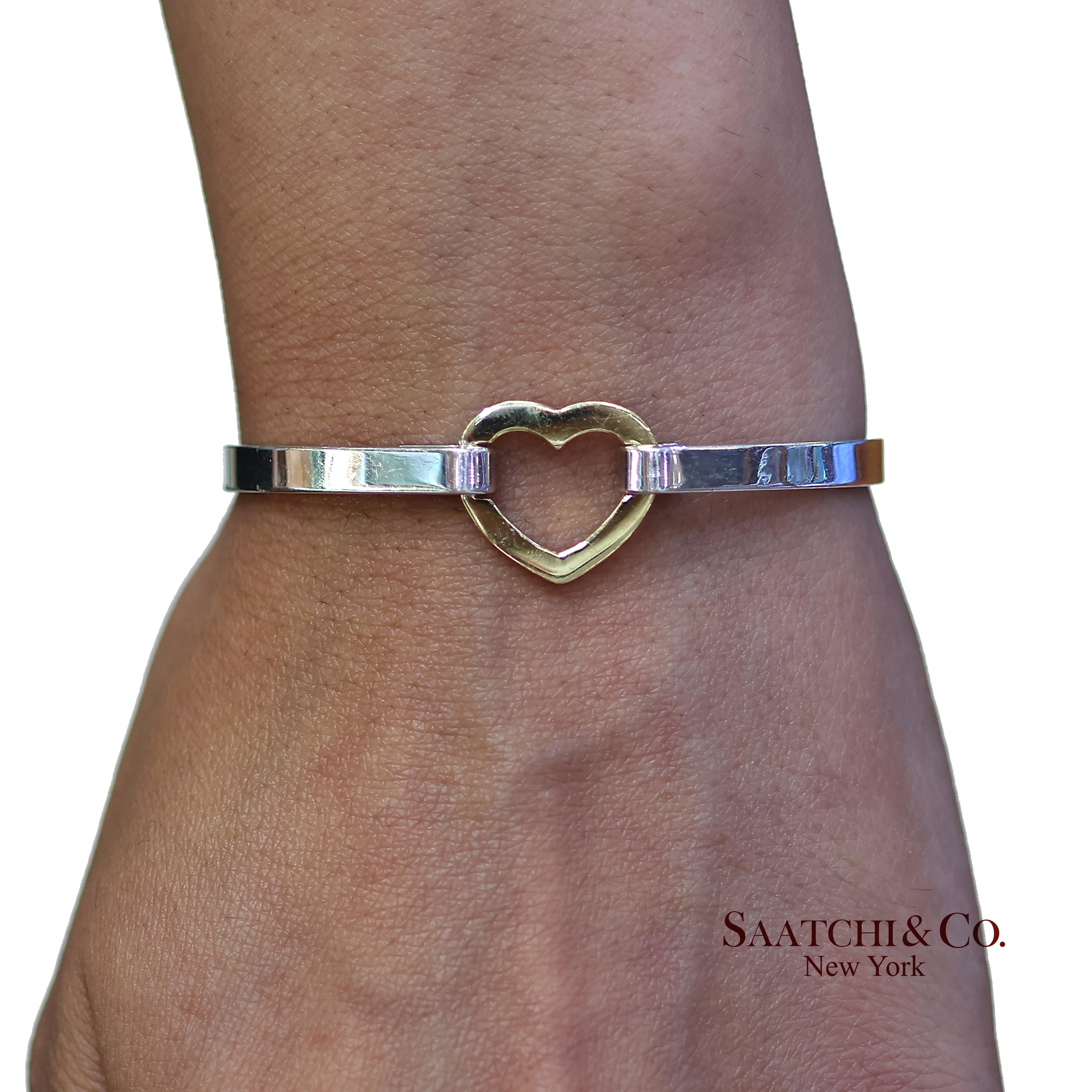 Bracciale a cuore in oro giallo 18K 750 e argento 925 Tiffany & Co. in vendita 8
