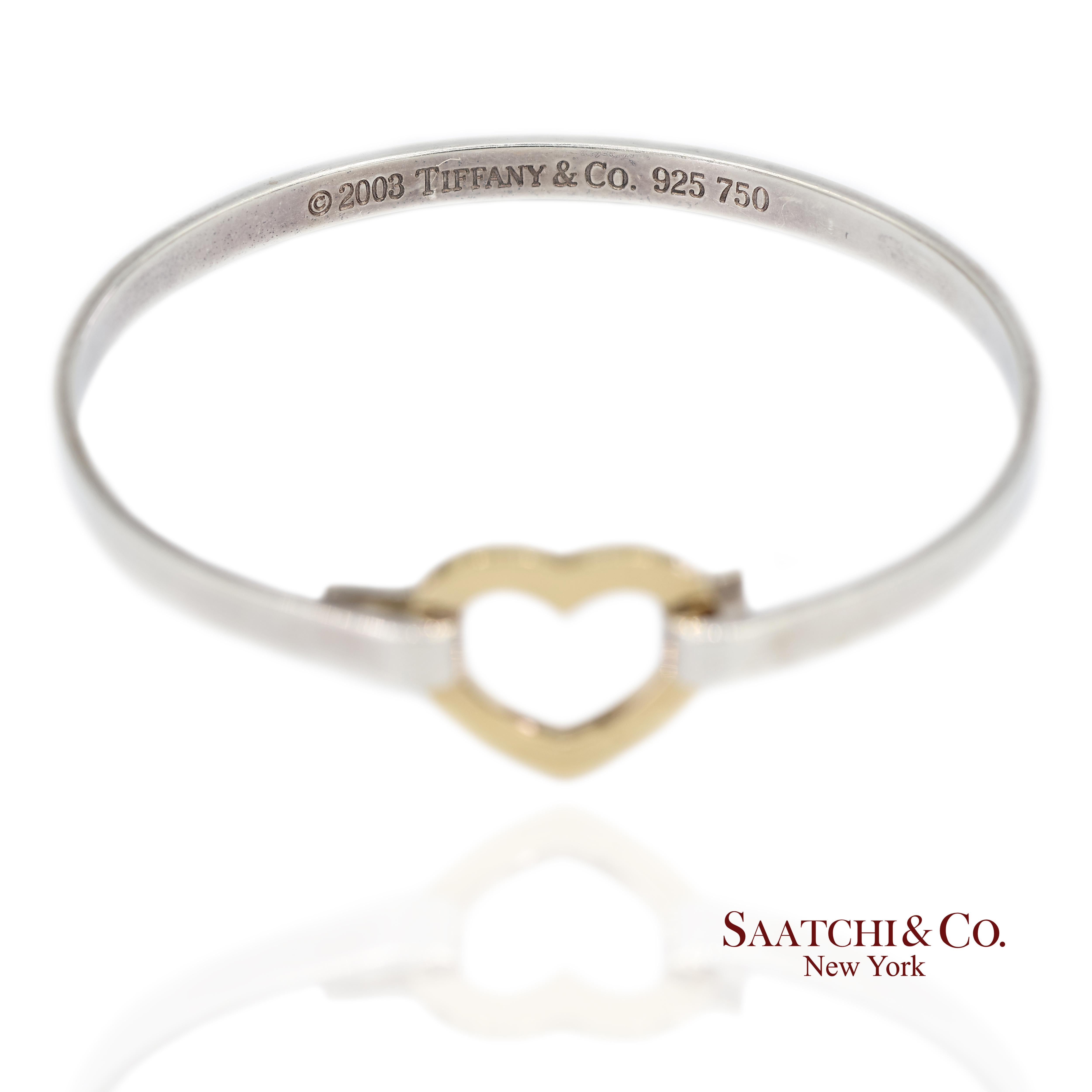 Bracciale a cuore in oro giallo 18K 750 e argento 925 Tiffany & Co. in vendita 2