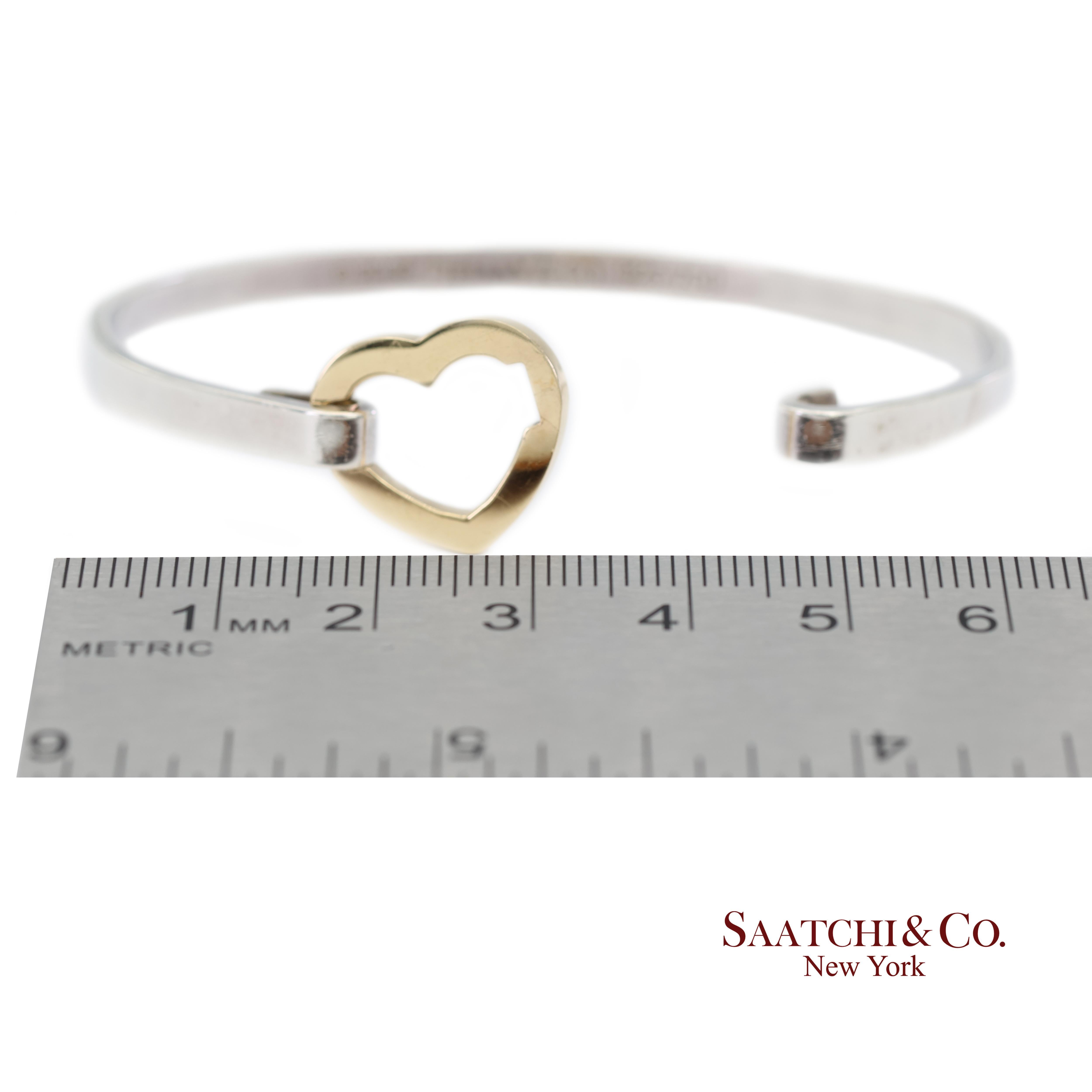 Bracciale a cuore in oro giallo 18K 750 e argento 925 Tiffany & Co. in vendita 4