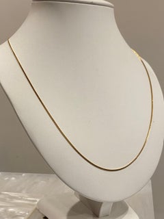 18K 750 Yellow Gold Box Link Chain, 59.5cm - 23.4". Spring Ring Clasp.