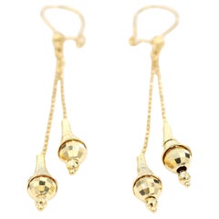 18K 750 Yellow Gold Drop Dangling Earrings