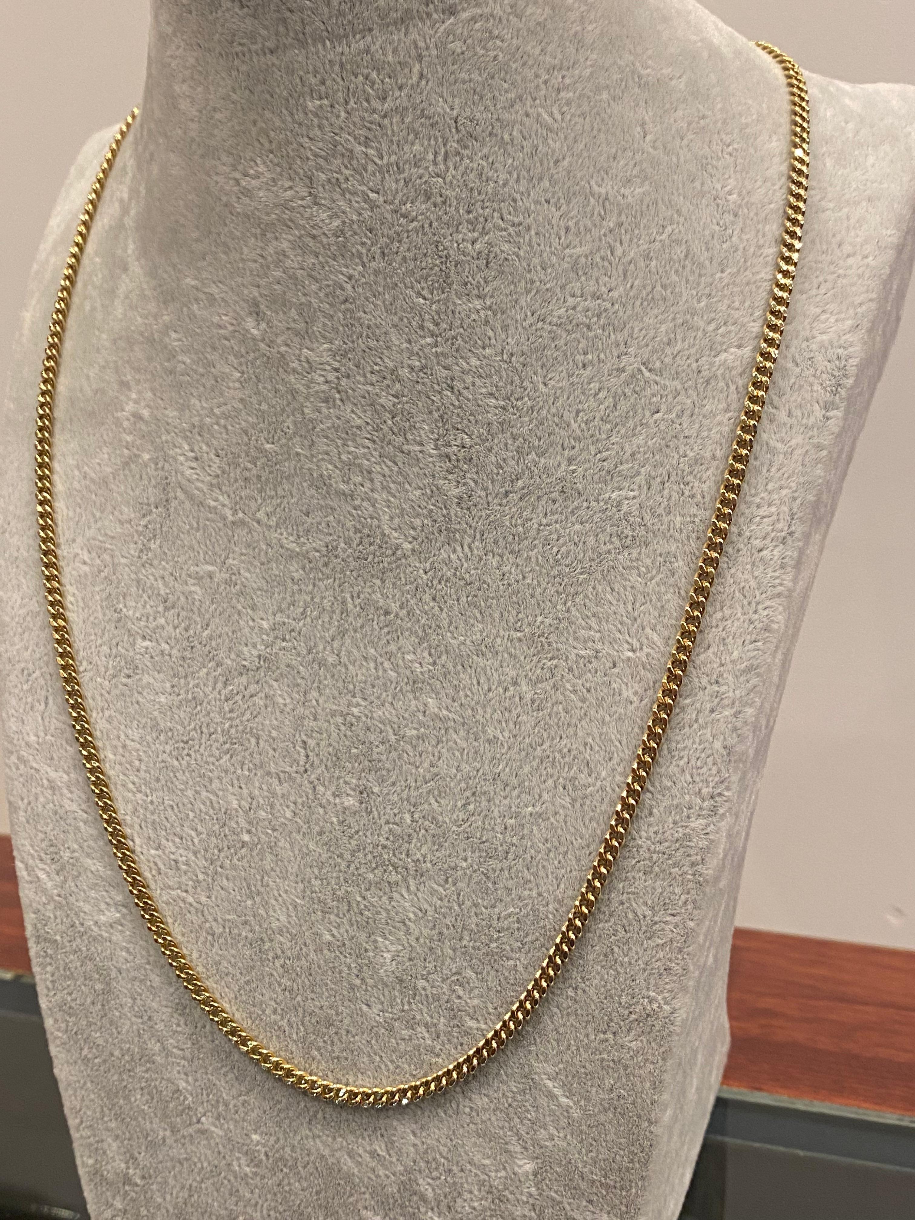  18K 750 Yellow Gold Fine Cuban / Curb Links Chain, 50.5cm, 15.6gr. Italy, c1990 For Sale 1