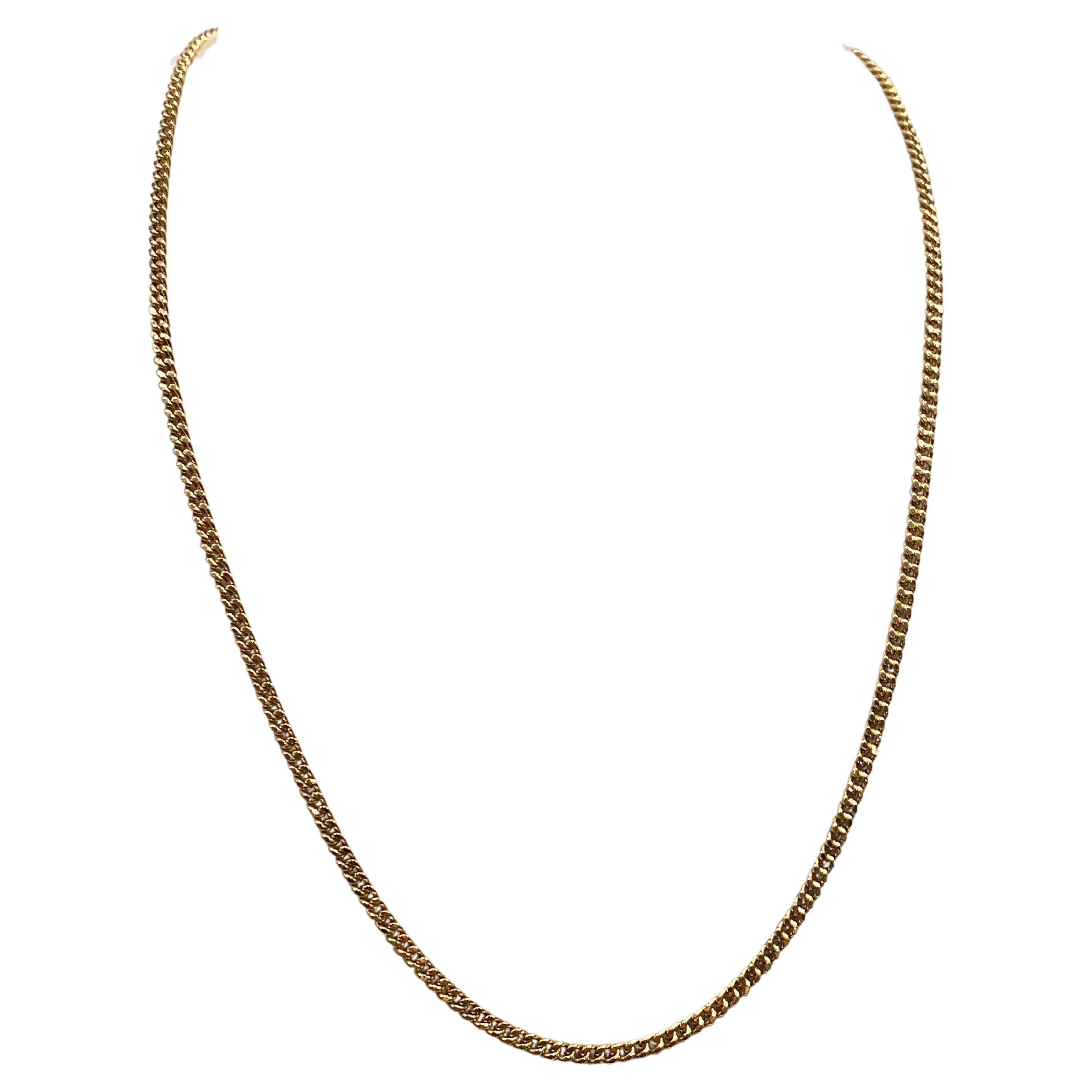 18K 750 Yellow Gold Fine Cuban / Curb Links Chain, 50.5cm, 15.6gr. Italy, c1990 For Sale