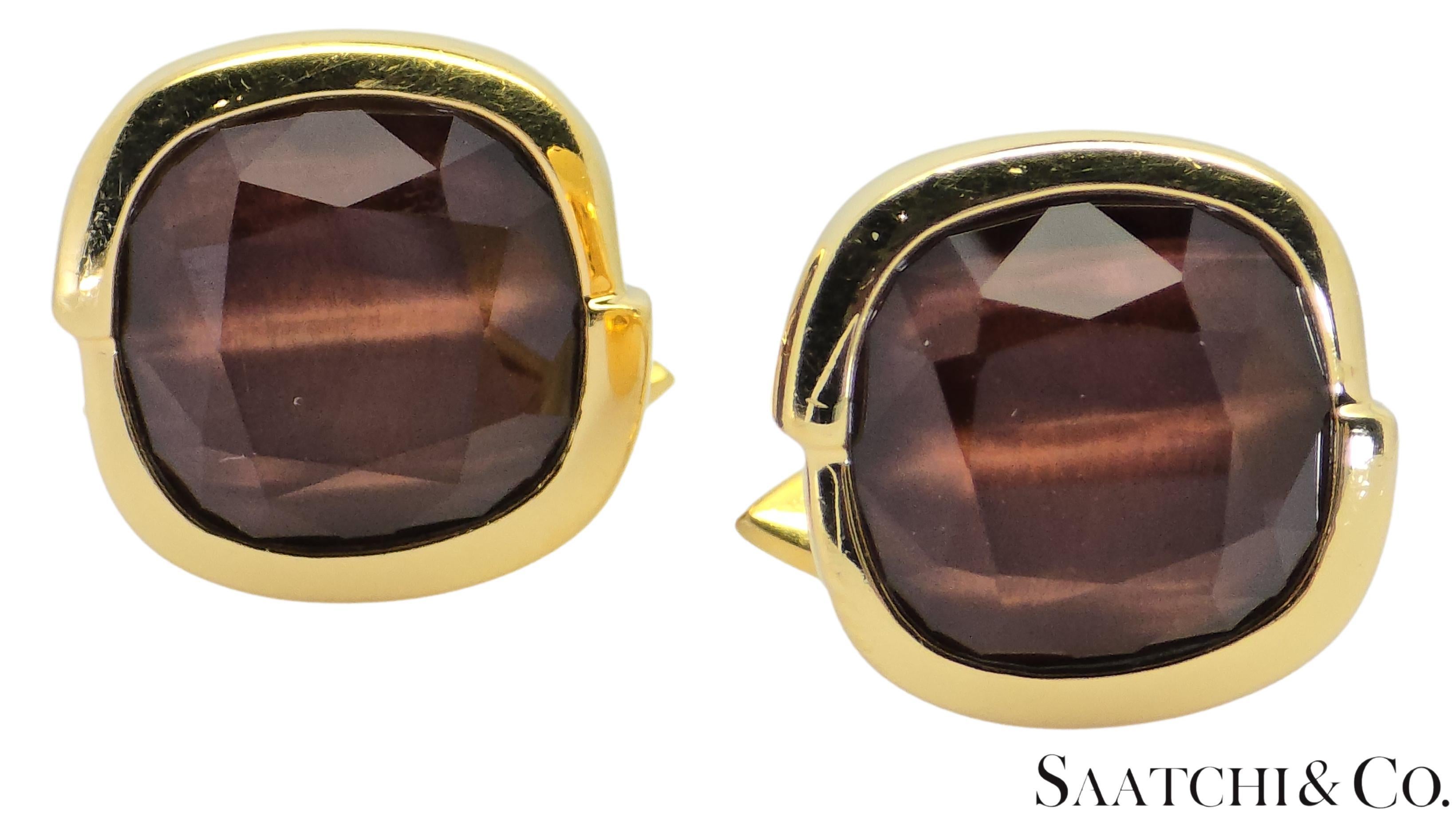 18K Yellow Gold Natural Brown Quartz Cufflinks

Metal Type: 18K 750 Yellow Gold
Total Item Weight: 24.1 Grams
1:
Stone: Natural Brown Quartz
Stone Weight: 15 Ct
Stone Shape: Square
Stone Clarity: Top Quality
Stone Color: Orange - Top Quality
No. Of
