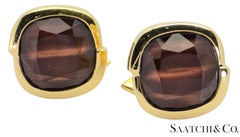 18K 750 Yellow Gold - Natural 15 Ct Brown Quartz: Cufflinks