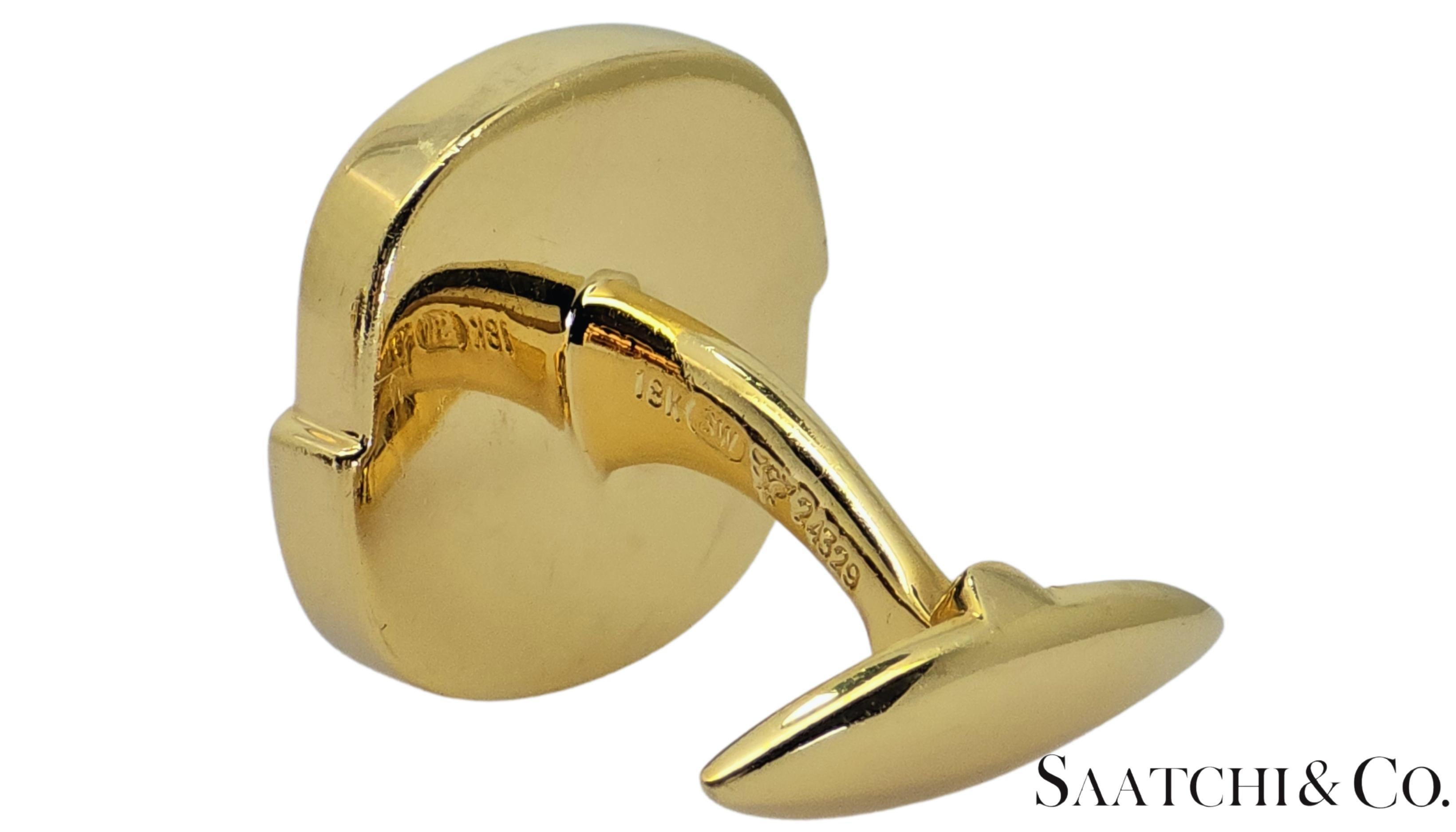Women's or Men's 18K 750 Yellow Gold - Natural 15 Ct Brown Quartz: Cufflinks For Sale