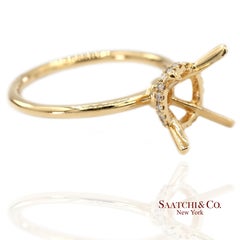 18K 750 Yellow Gold Natural Brilliant Diamond Semi Mount Ring