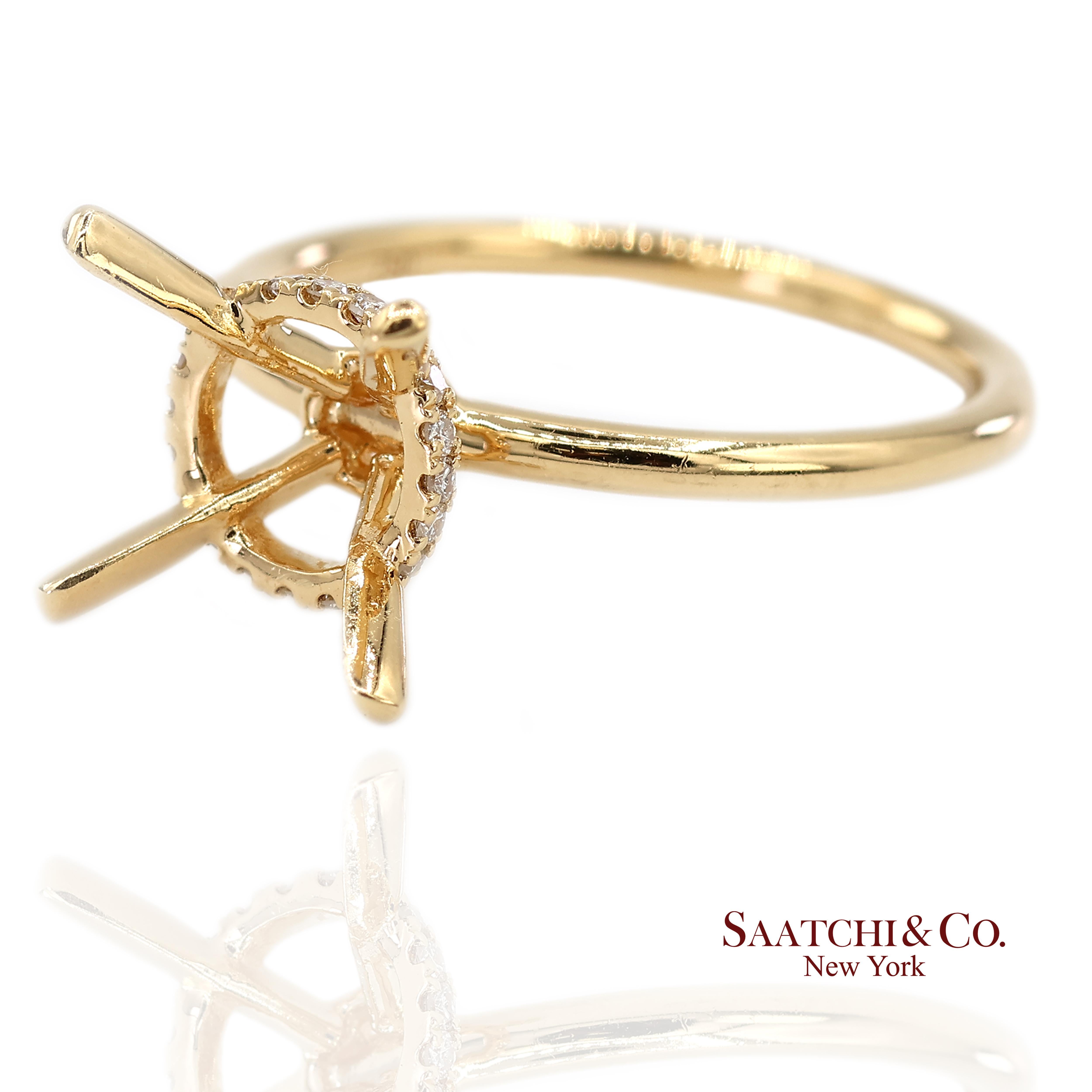 Contemporain Bague de montage en or jaune 18K 750 diamants naturels brillants en vente