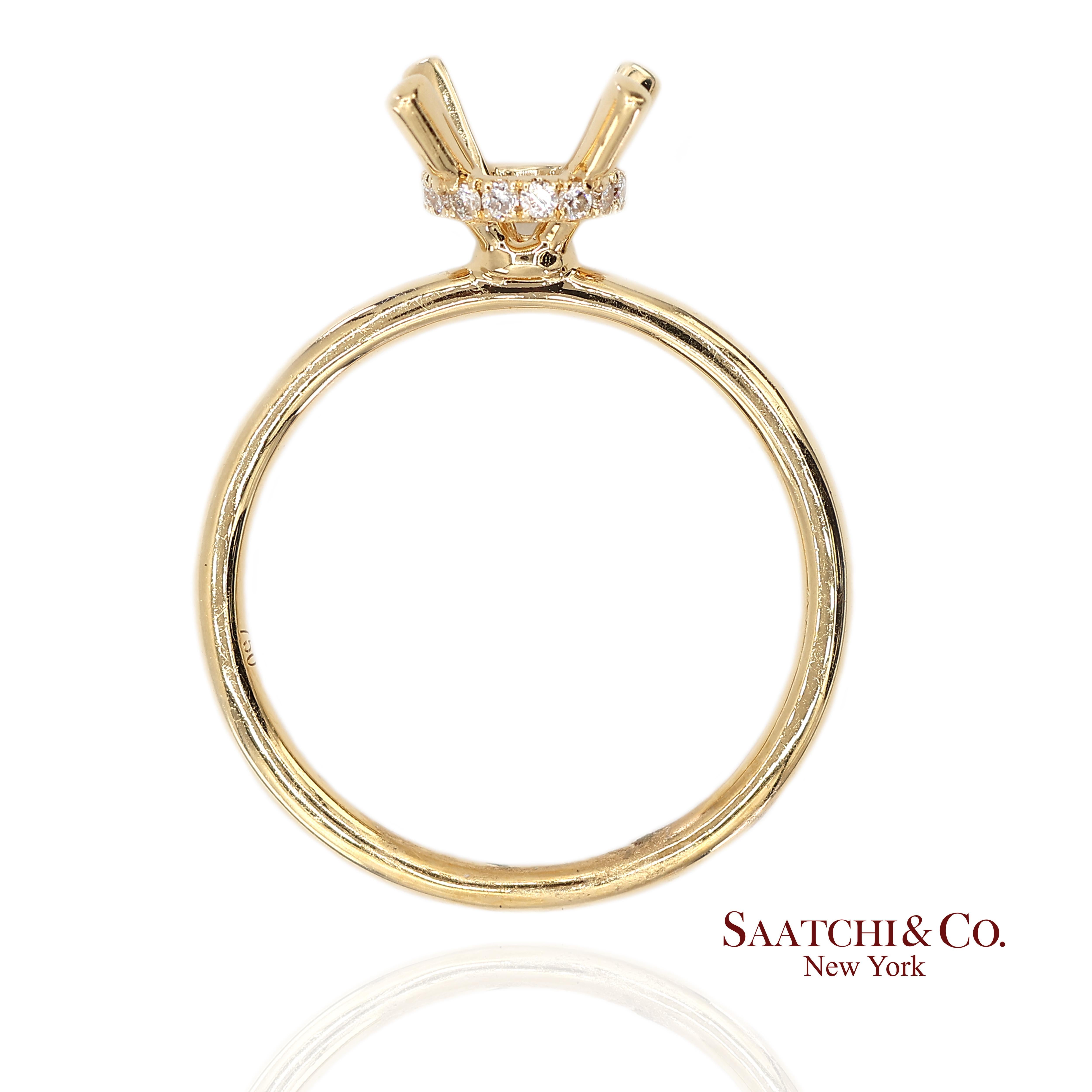 18K 750 Gelbgold Natürlicher Brillant-Diamant-Fassungsring (Brillantschliff) im Angebot