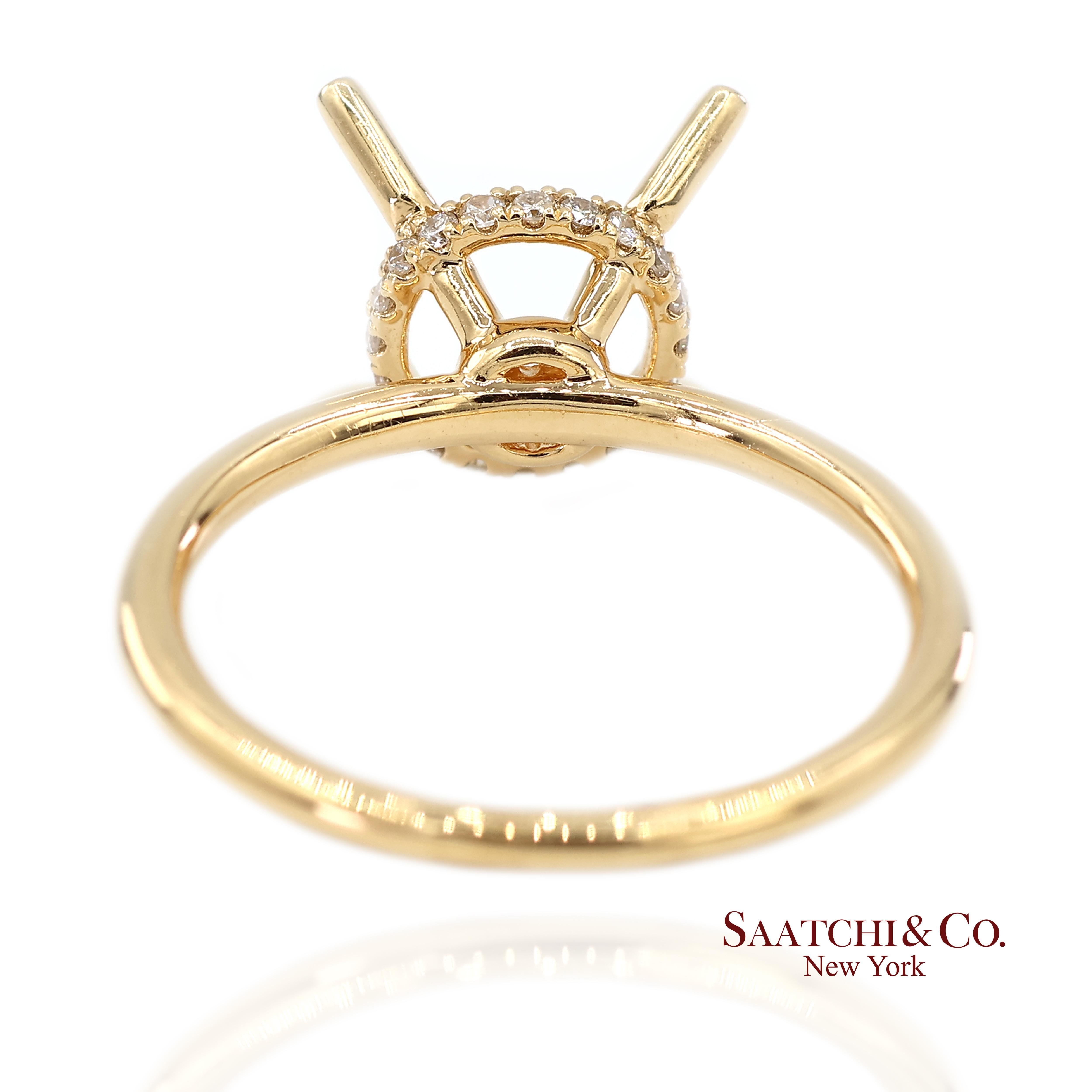 Taille brillant Bague de montage en or jaune 18K 750 diamants naturels brillants en vente