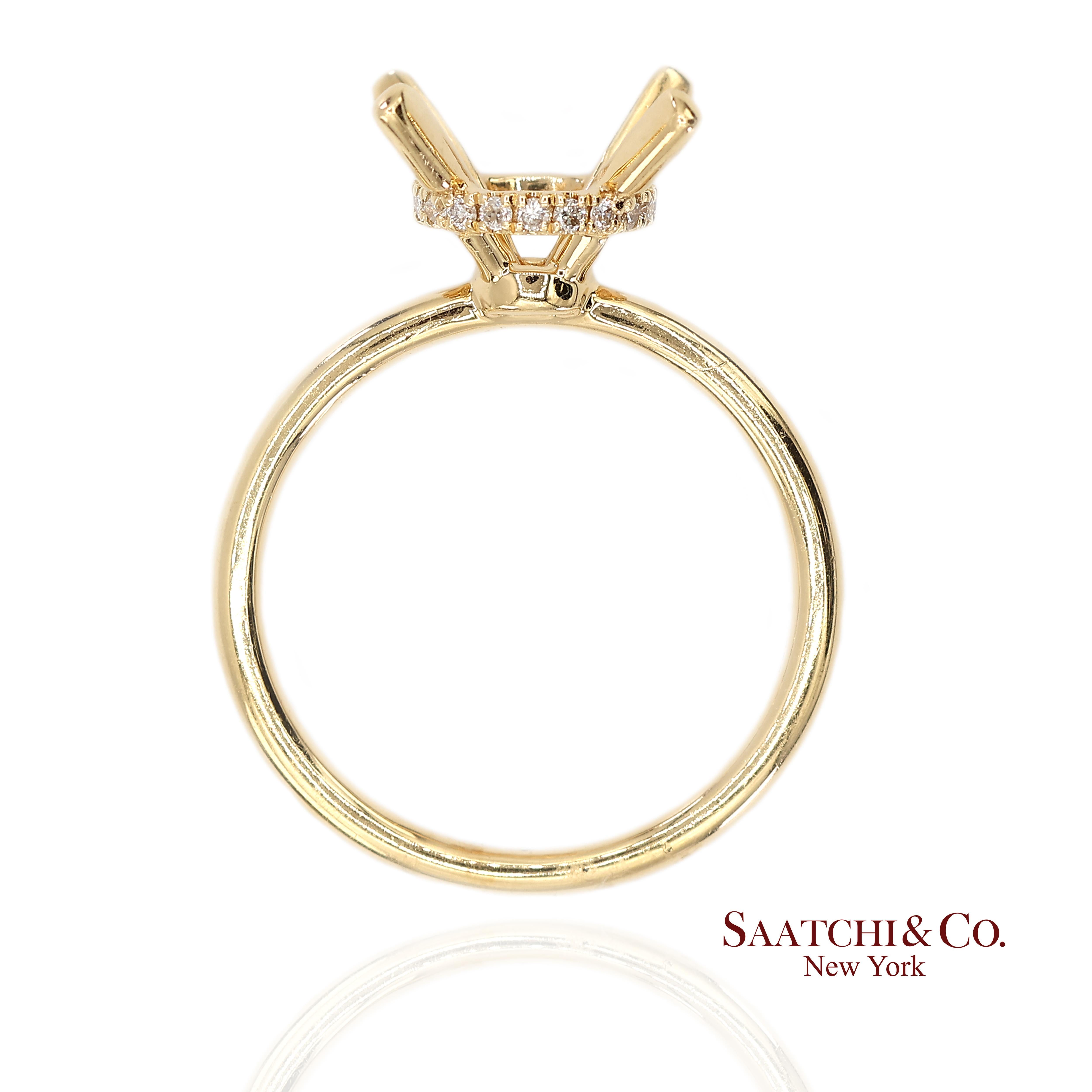 Bague de montage en or jaune 18K 750 diamants naturels brillants Neuf - En vente à New York, NY