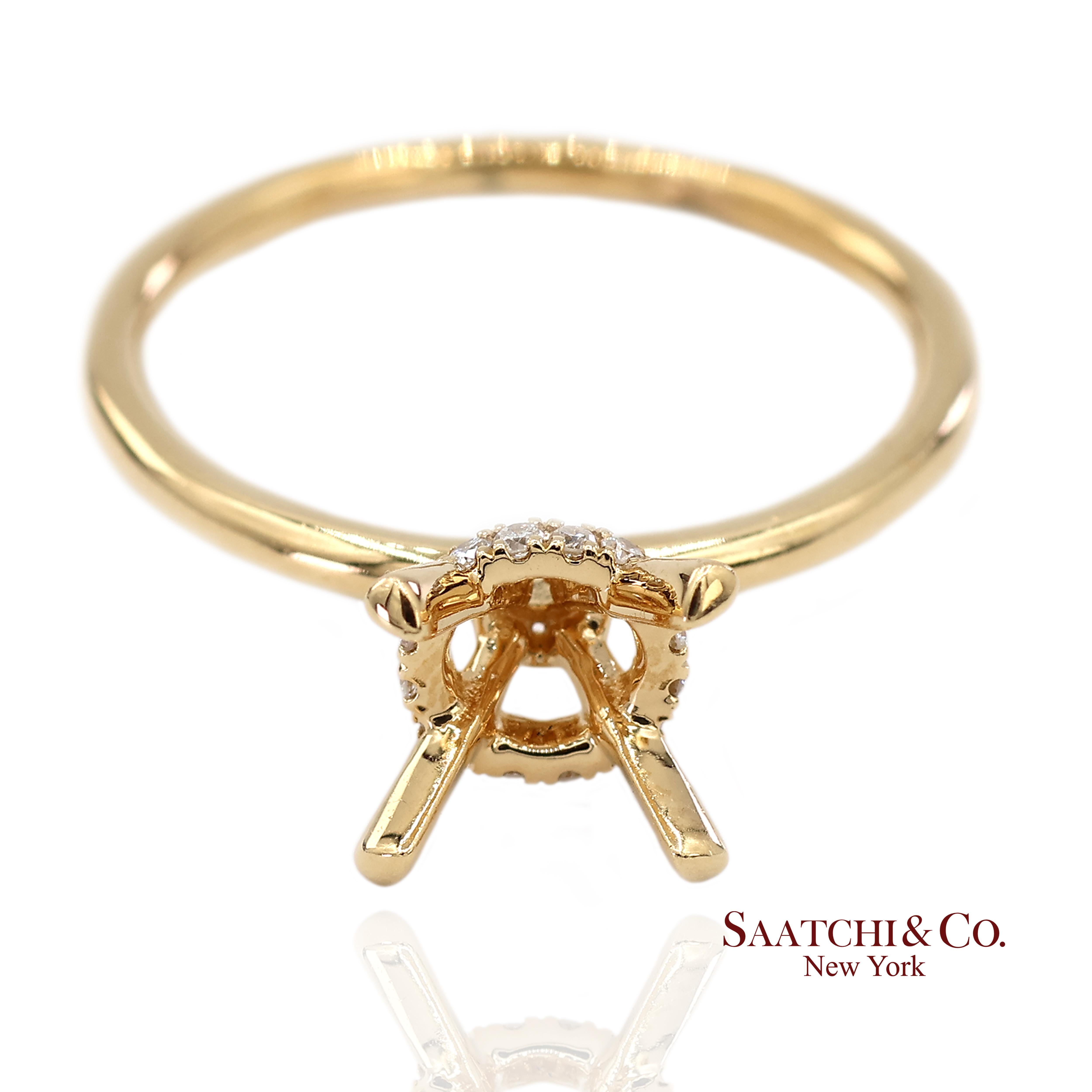 18K 750 Gelbgold Natürlicher Brillant-Diamant-Fassungsring für Damen oder Herren im Angebot