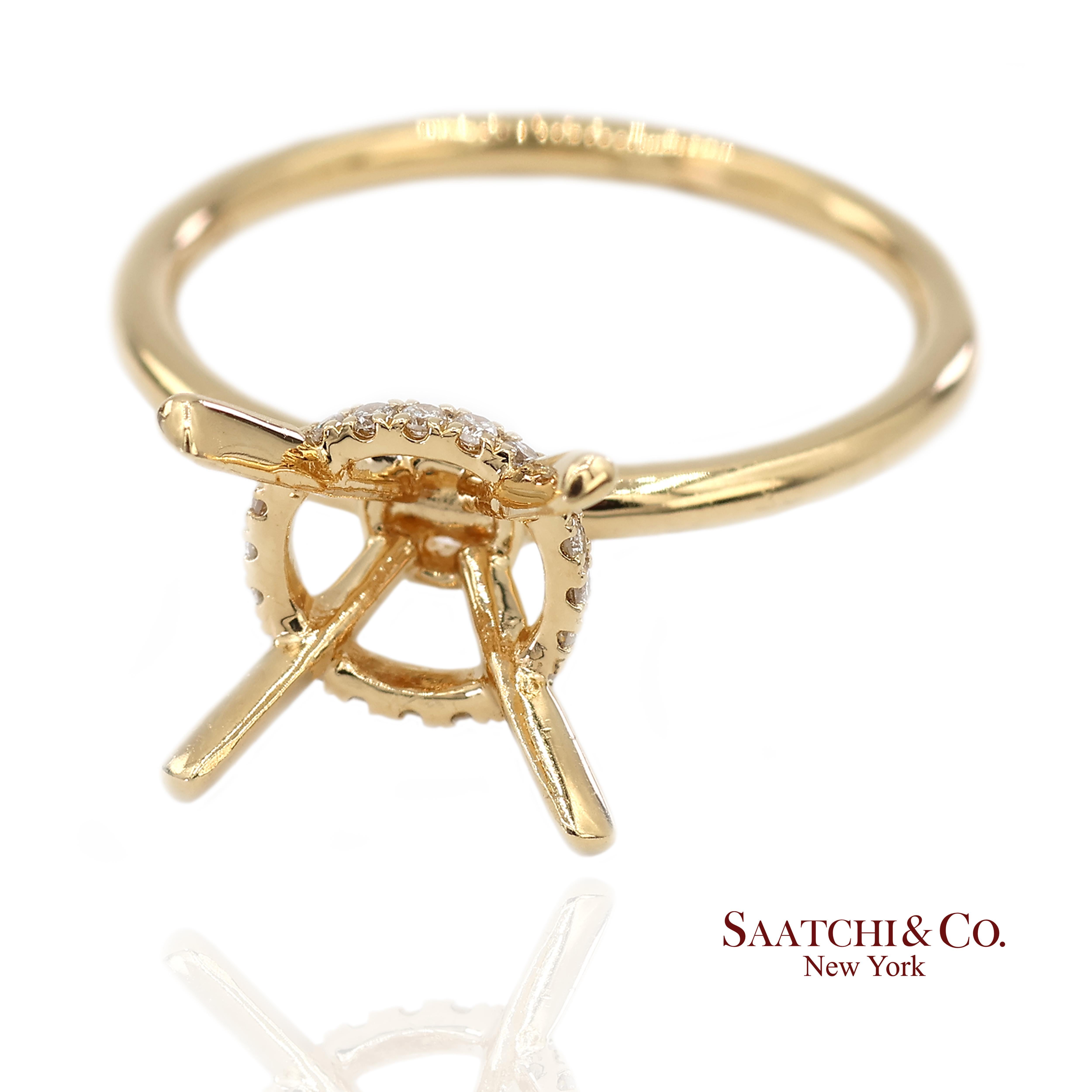 Bague de montage en or jaune 18K 750 diamants naturels brillants Unisexe en vente