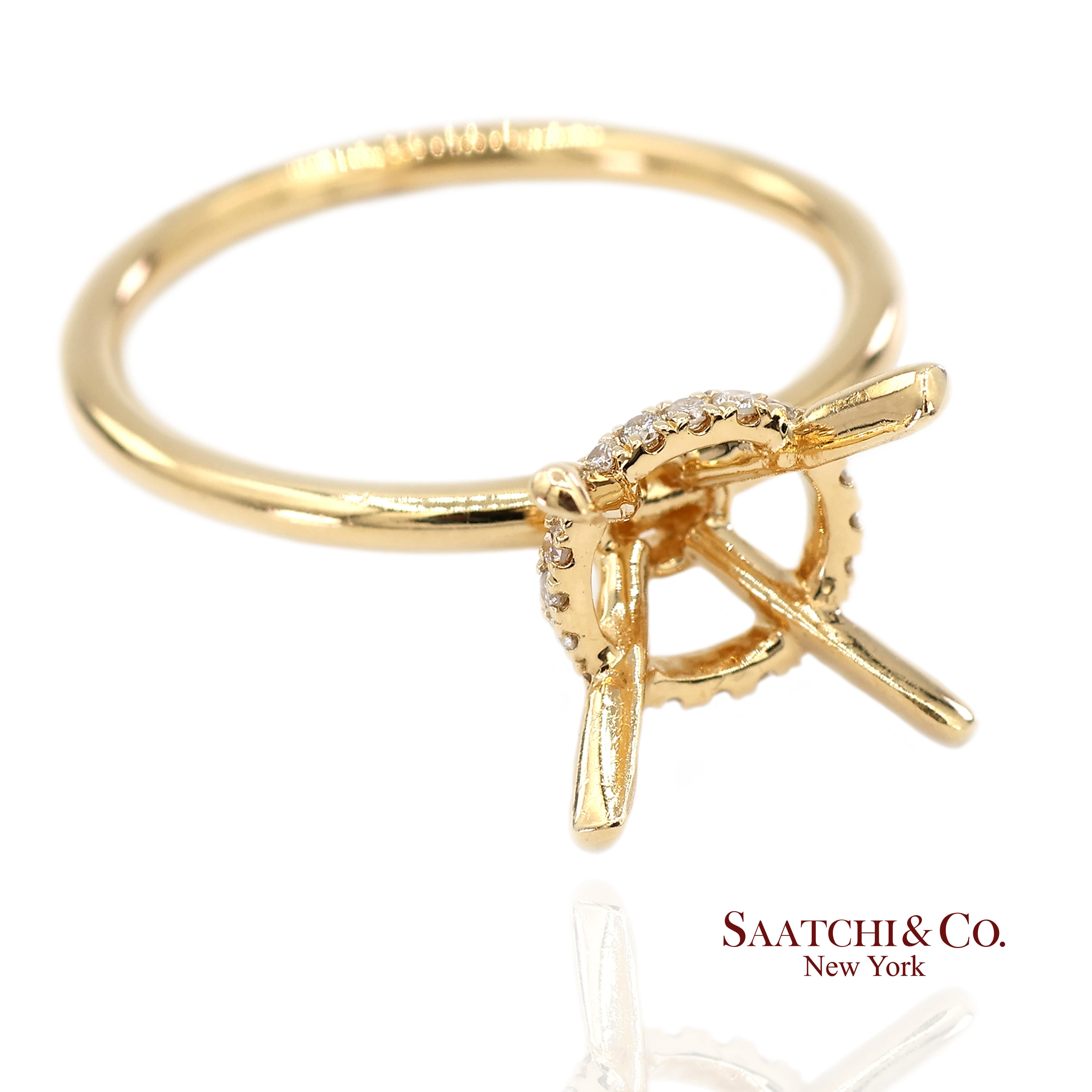 Bague de montage en or jaune 18K 750 diamants naturels brillants en vente 1