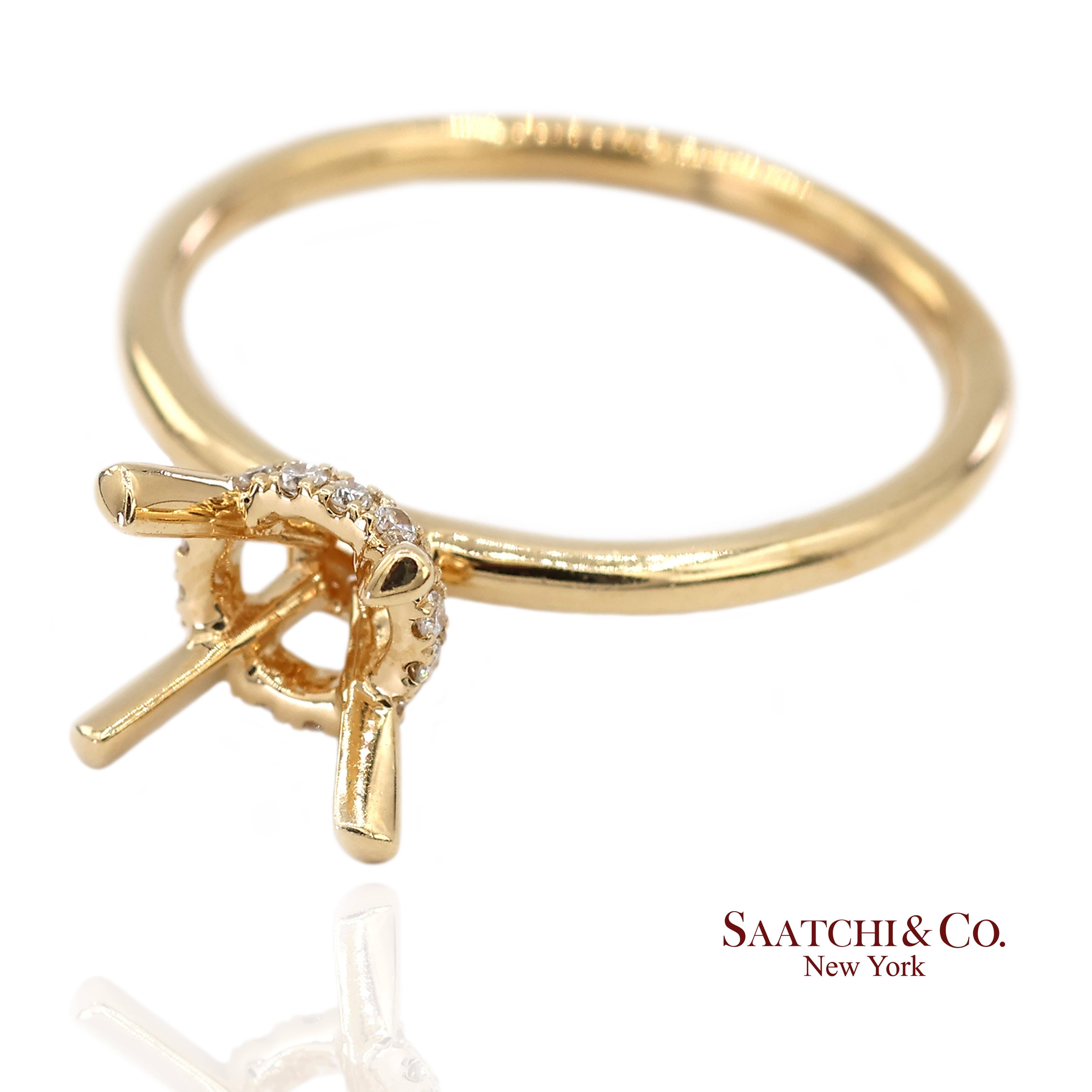 18K 750 Gelbgold Natürlicher Brillant-Diamant-Fassungsring im Angebot 2