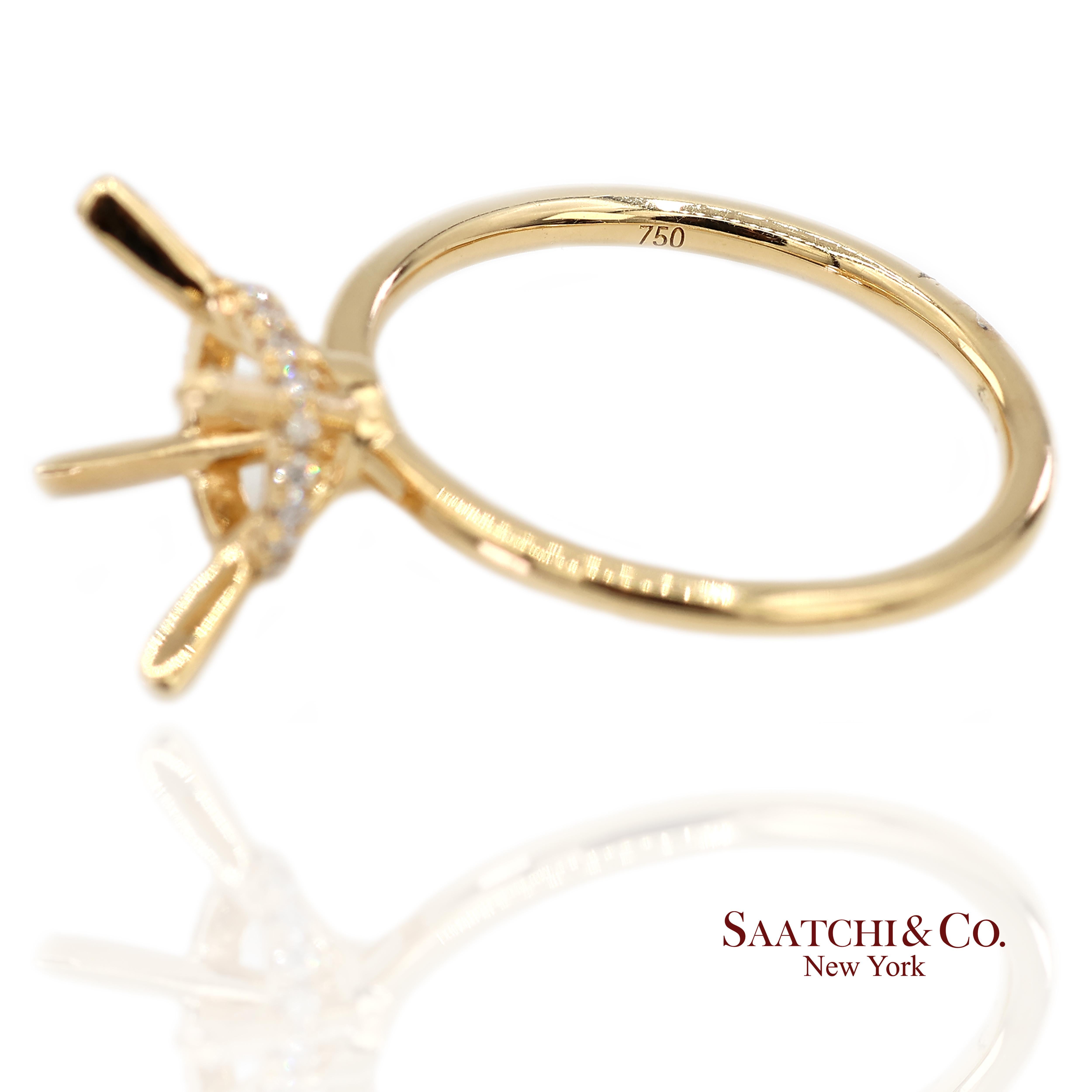 Bague de montage en or jaune 18K 750 diamants naturels brillants en vente 2