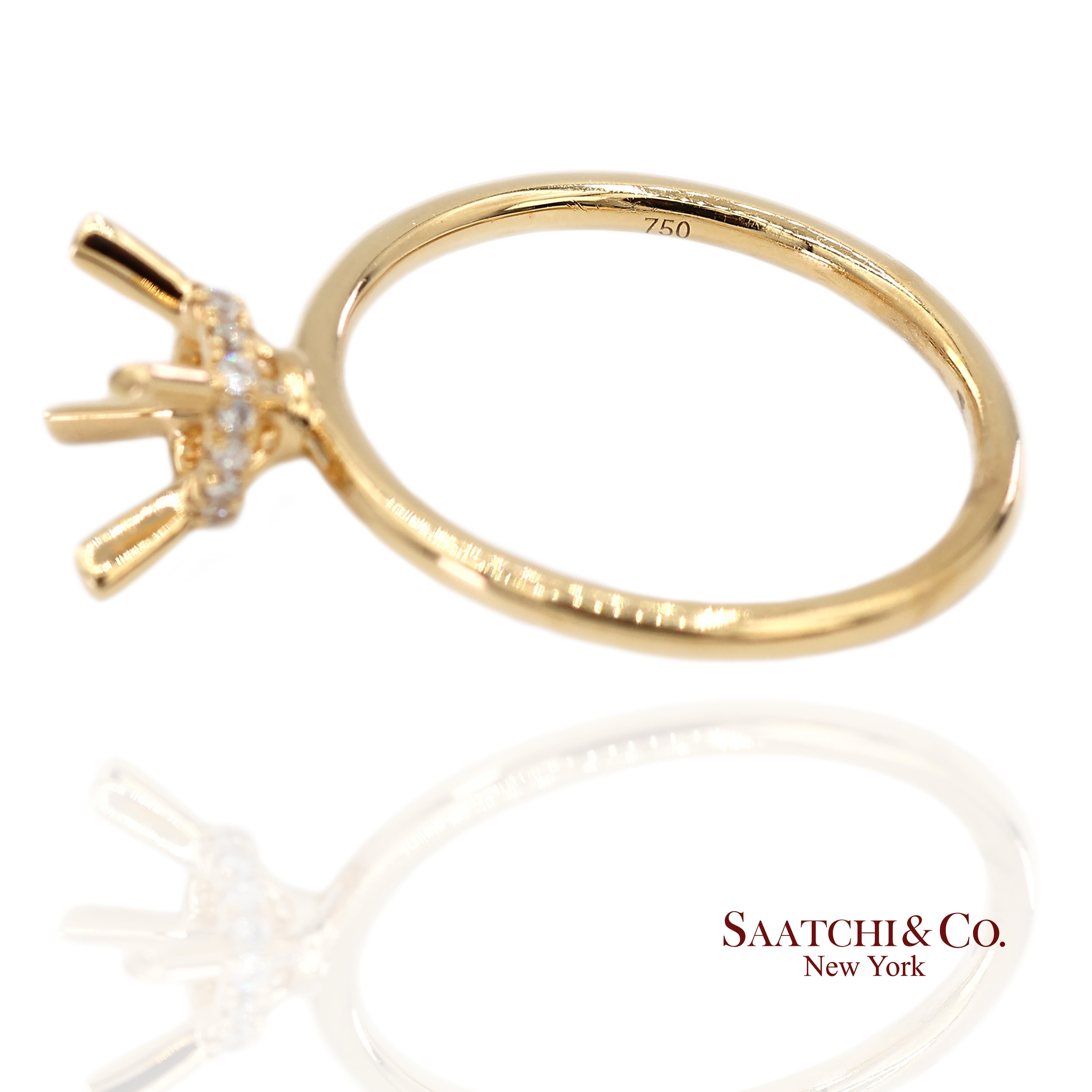 18K 750 Gelbgold Natürlicher Brillant-Diamant-Fassungsring im Angebot 3