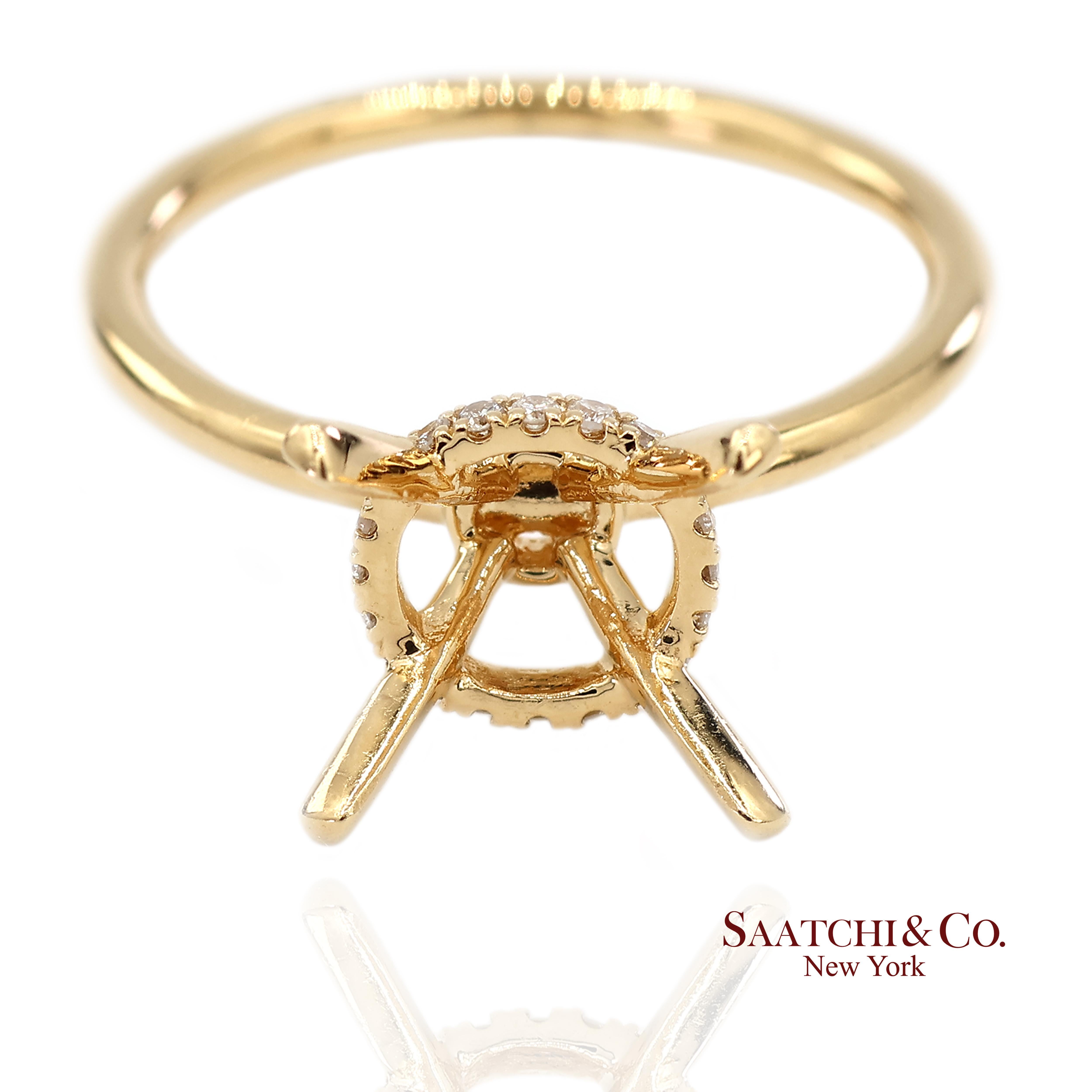 Bague de montage en or jaune 18K 750 diamants naturels brillants en vente 3