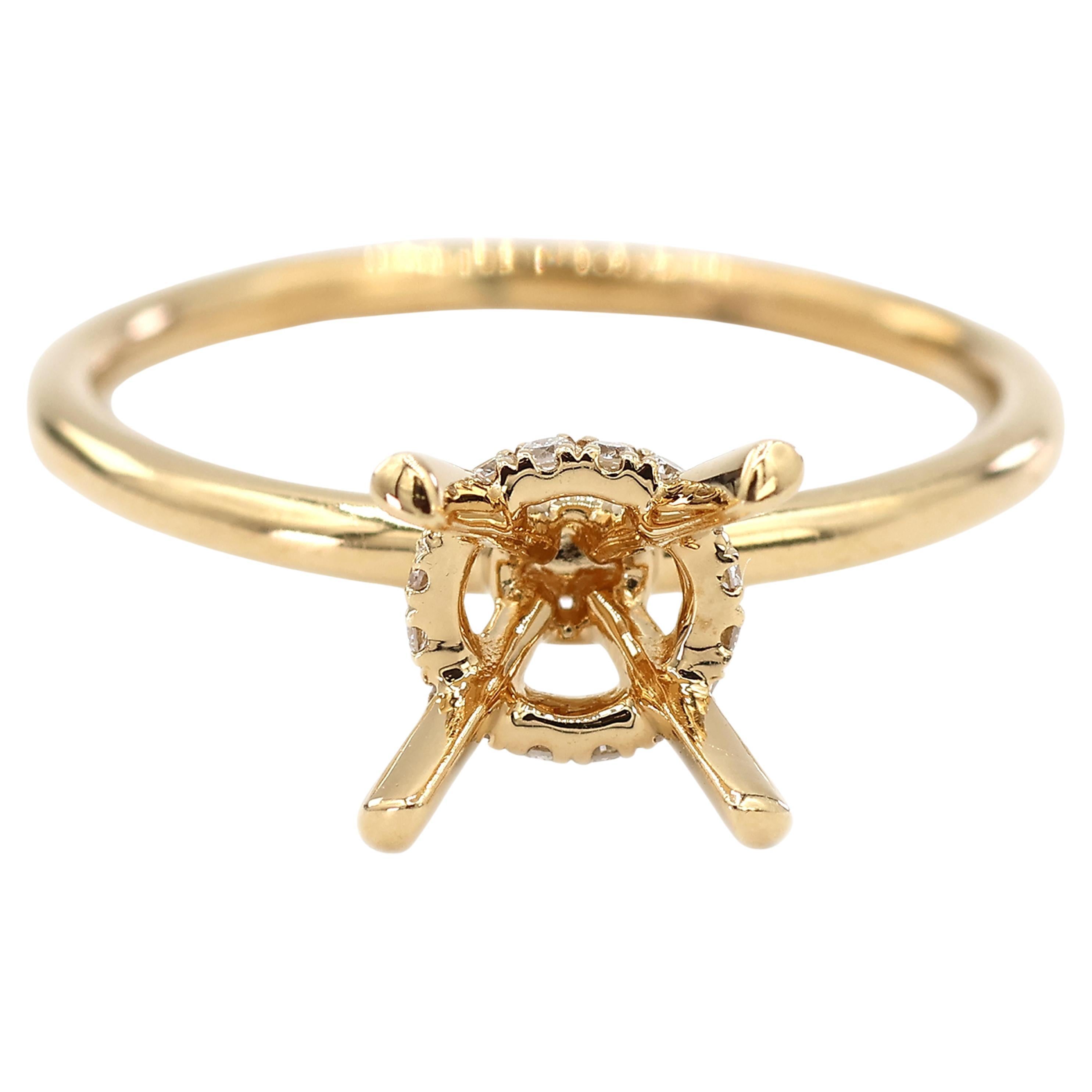 Bague de montage en or jaune 18K 750 diamants naturels brillants