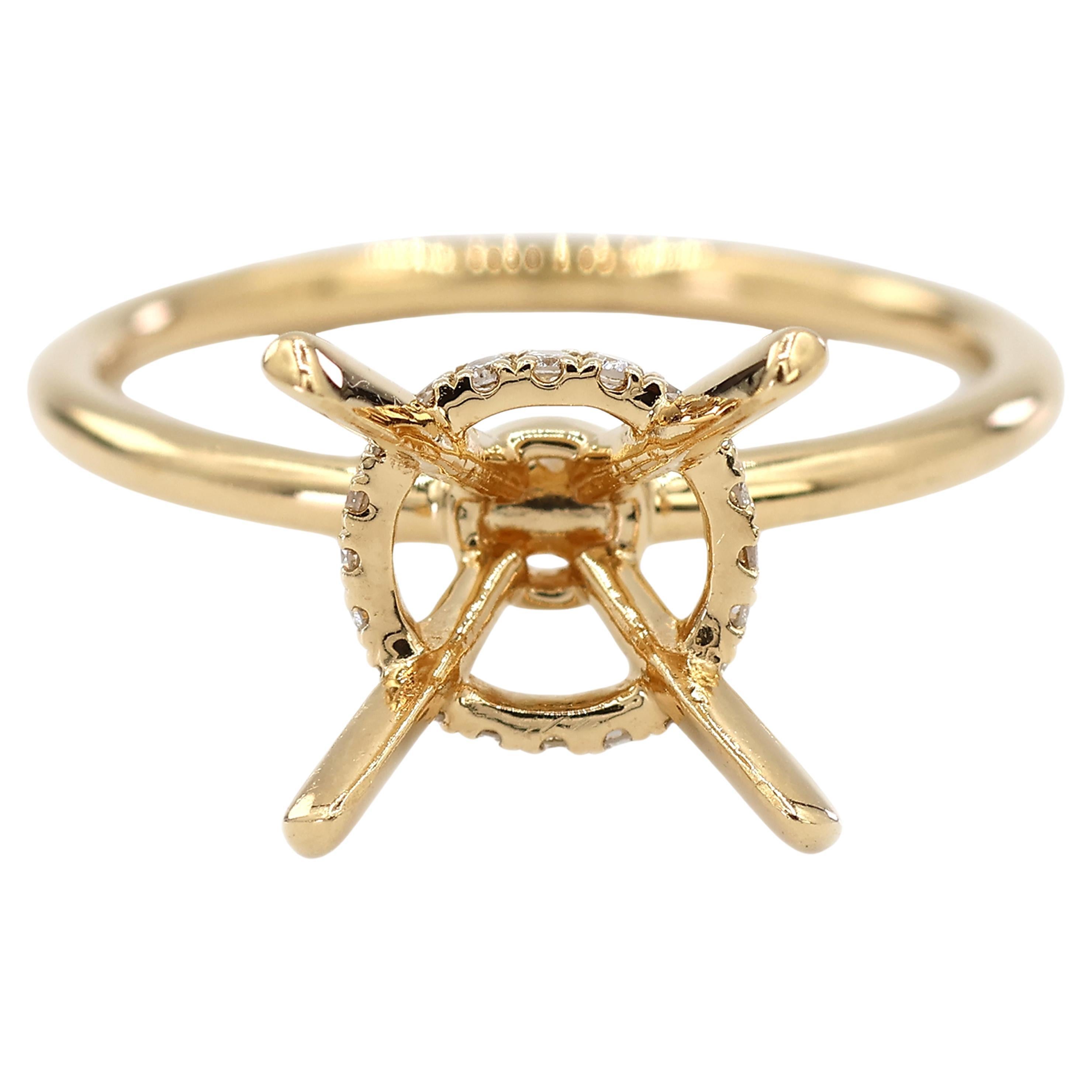 Bague de montage en or jaune 18K 750 diamants naturels brillants