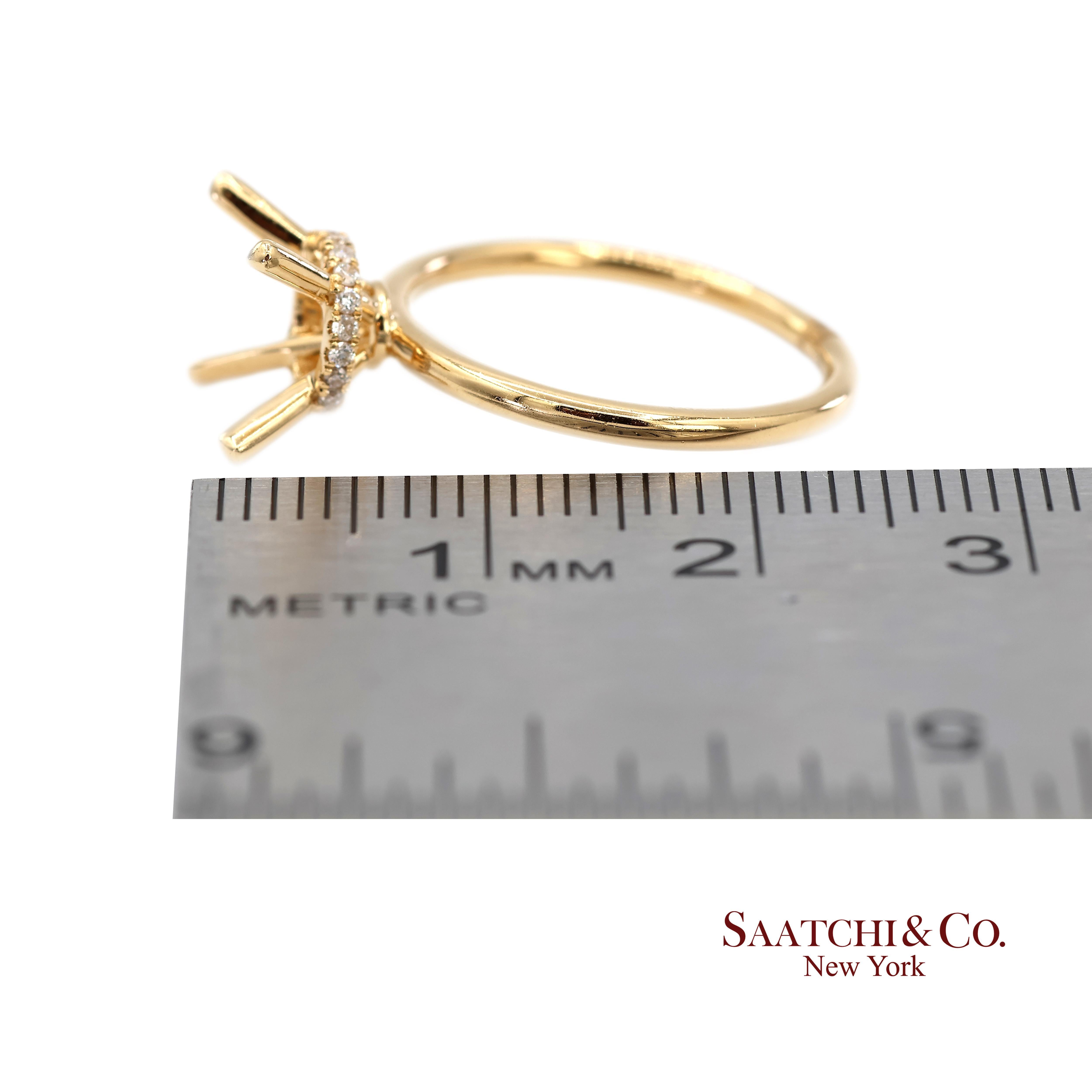 Bague semi-montante en or jaune 18K 750 diamants naturels brillants Taille 6 en vente 4