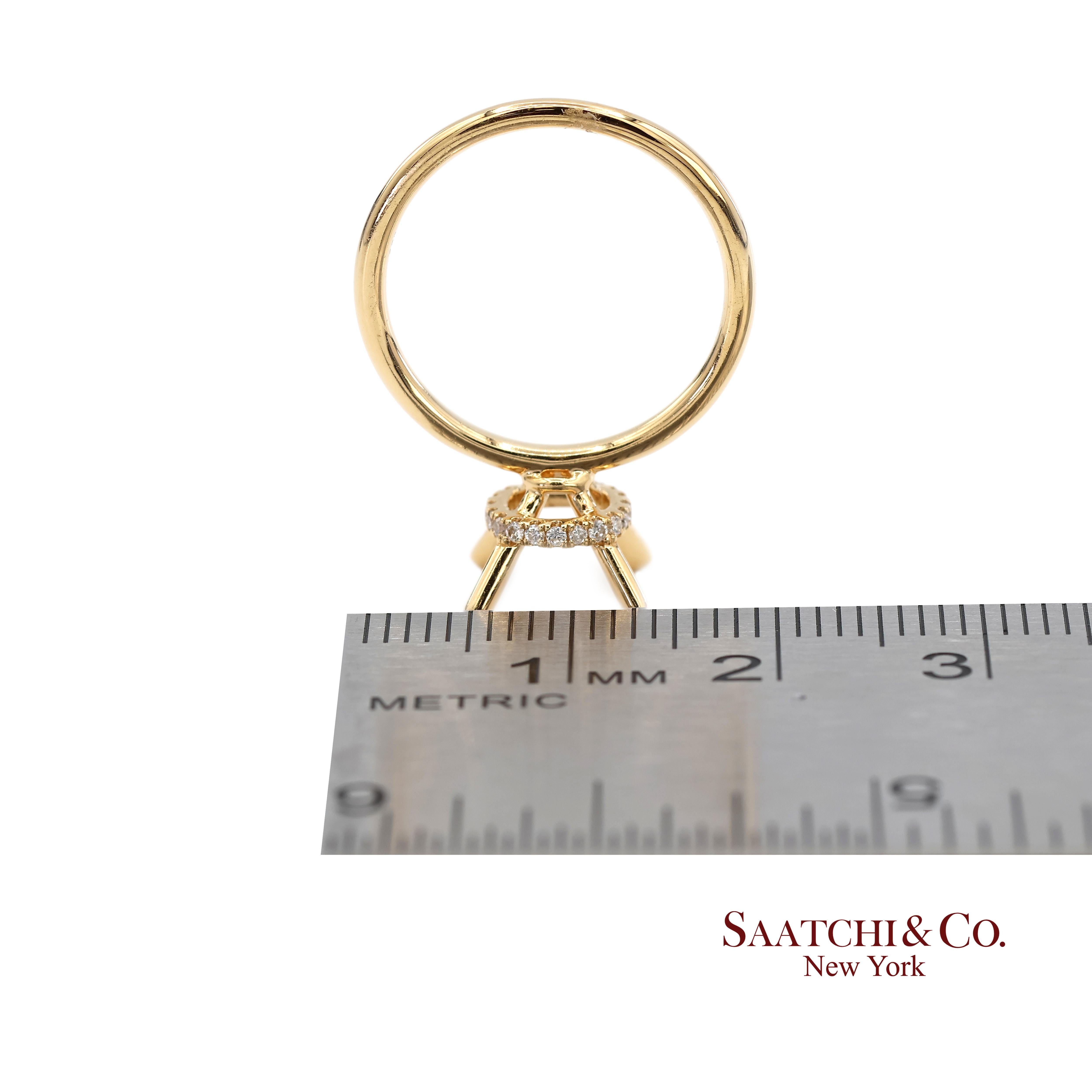 Bague semi-montante en or jaune 18K 750 diamants naturels brillants Taille 6 en vente 5