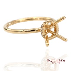 18K 750 Yellow Gold Natural Brilliant Diamond Semi Mount Ring Size 6