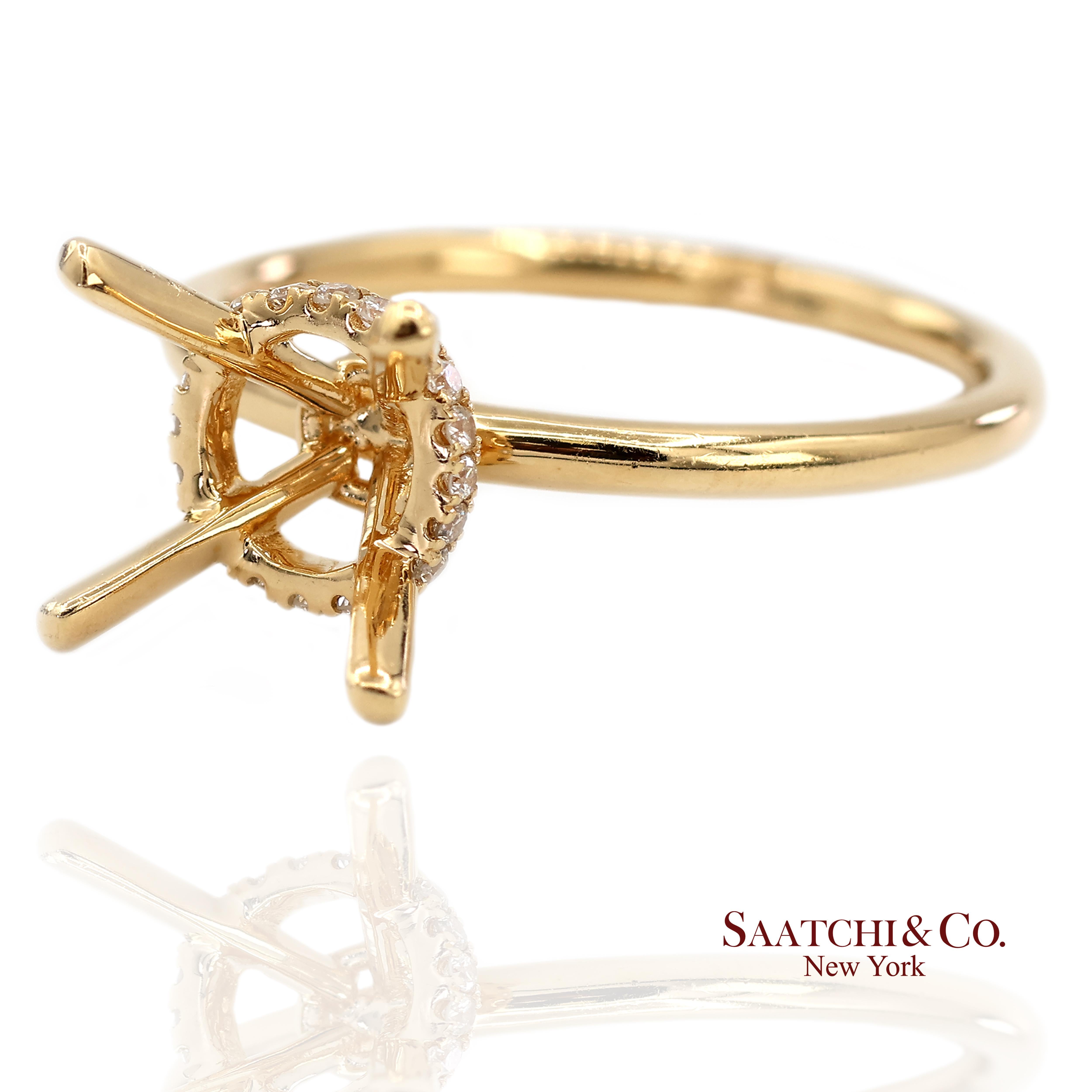 Contemporain Bague semi-montante en or jaune 18K 750 diamants naturels brillants Taille 6 en vente